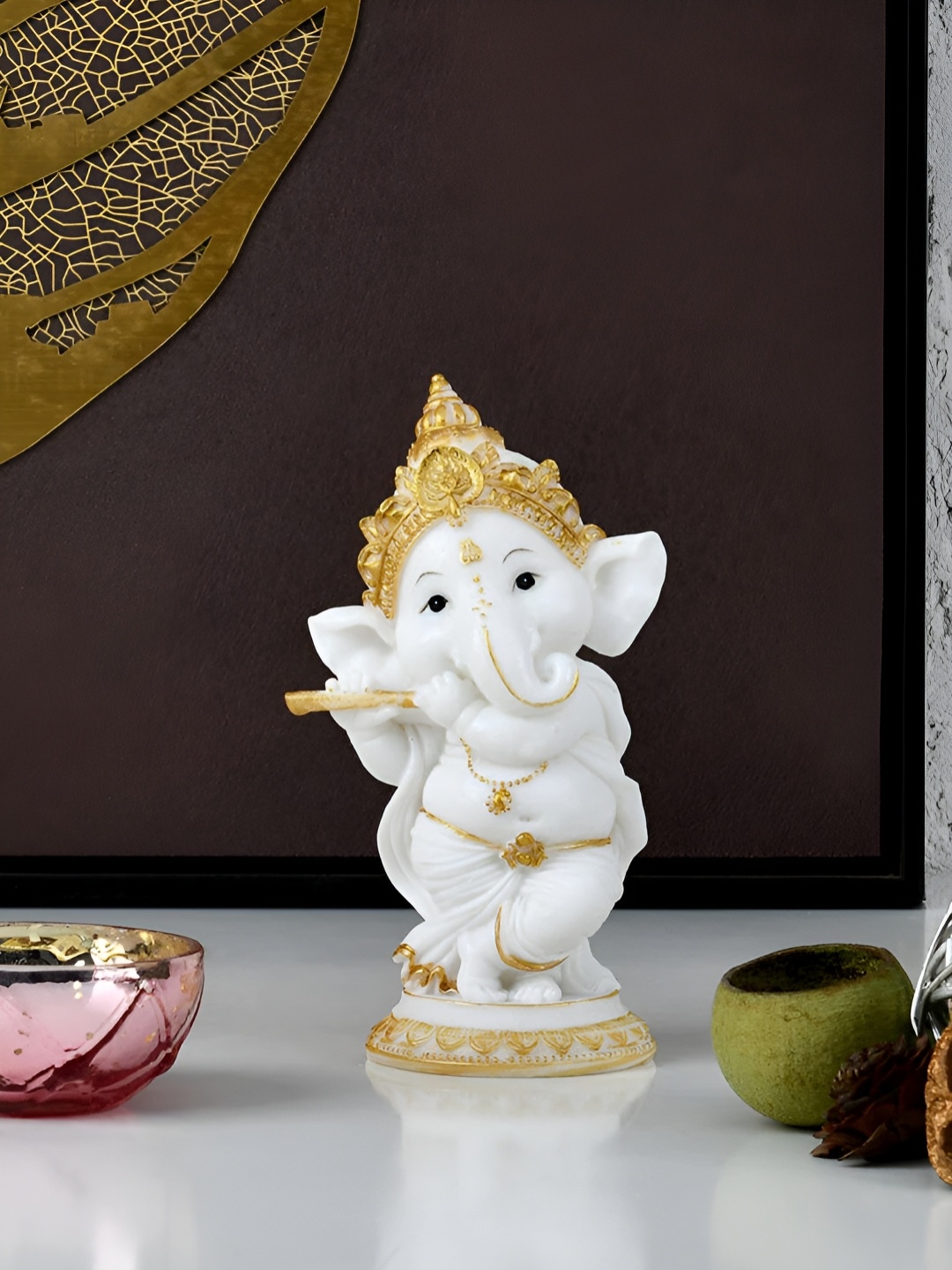 

Athome by Nilkamal White & Gold Toned Lord Ganesha Religious Idol Showpiece