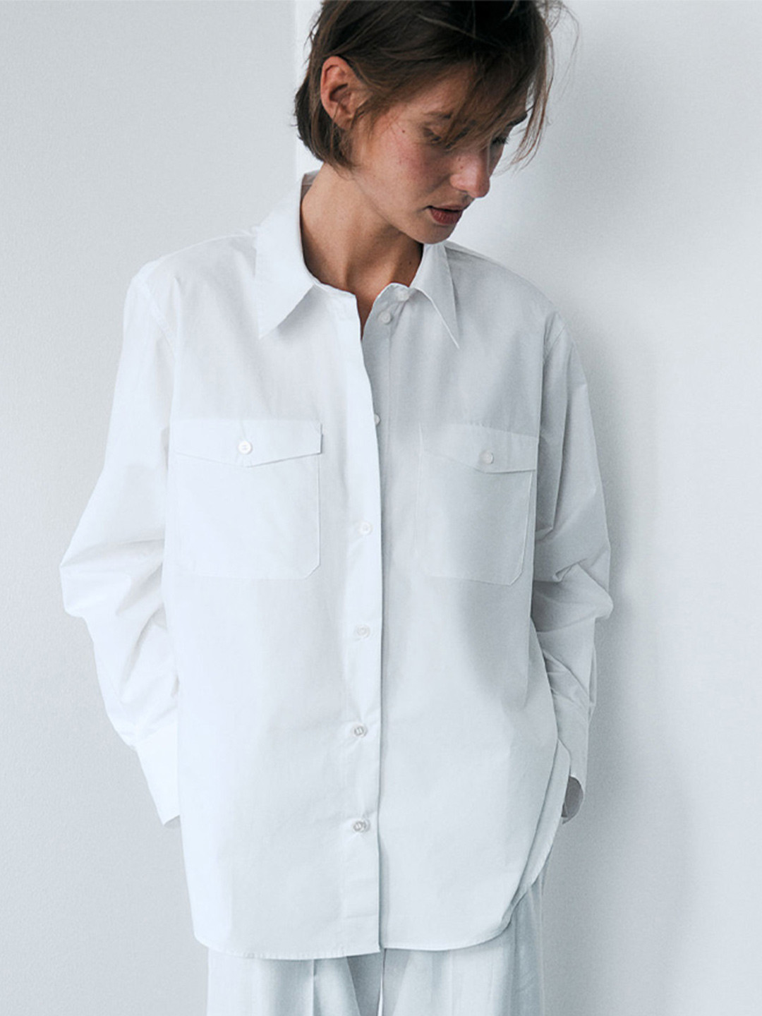 

H&M Cotton Poplin Shirt, White