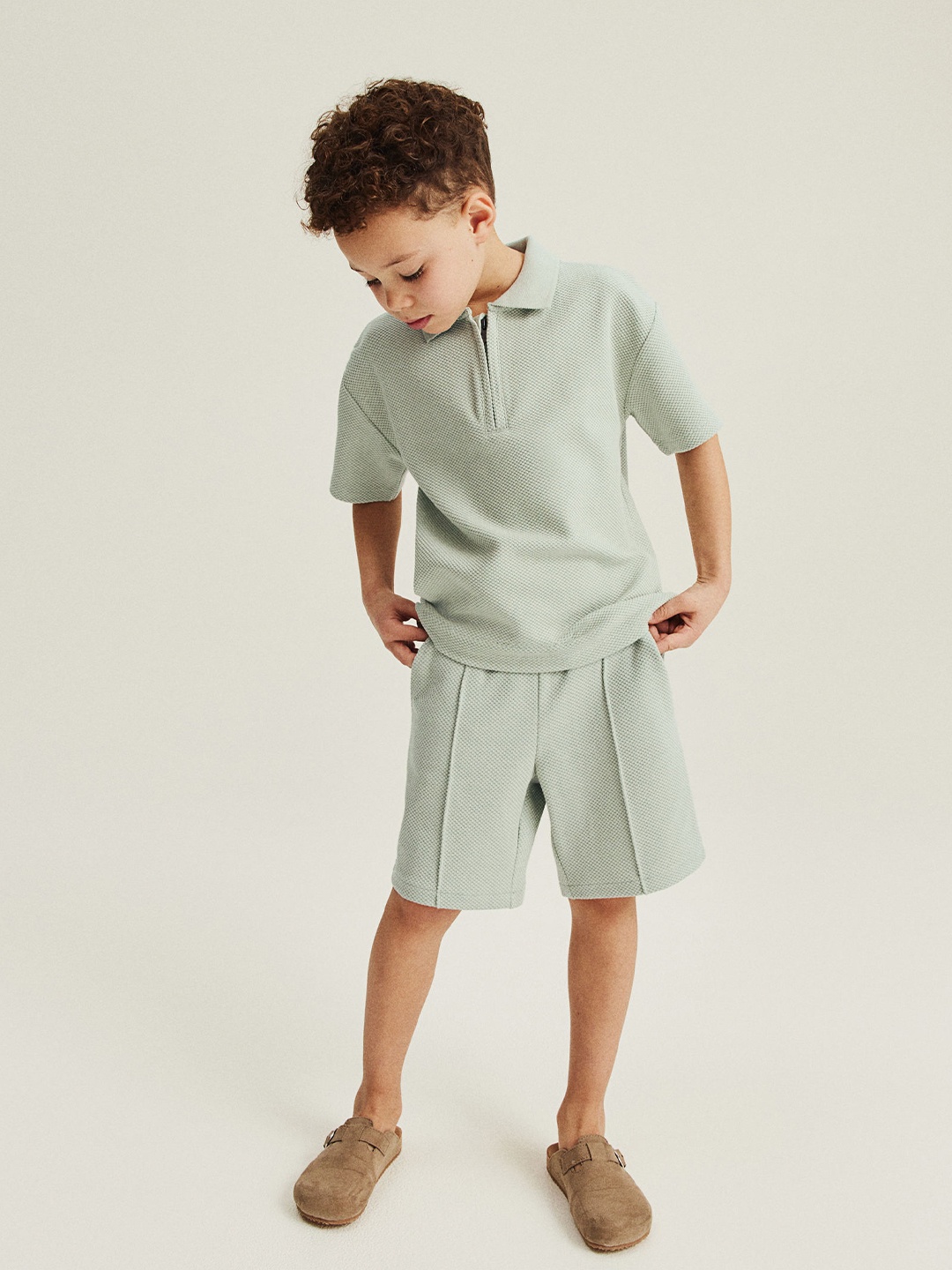 

H&M Boys Zip-Top Polo Shirt, Green