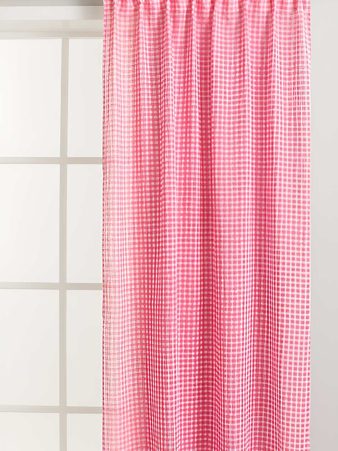 

H&M Pink 2-Pack Checked Linen-Blend Curtain Lengths