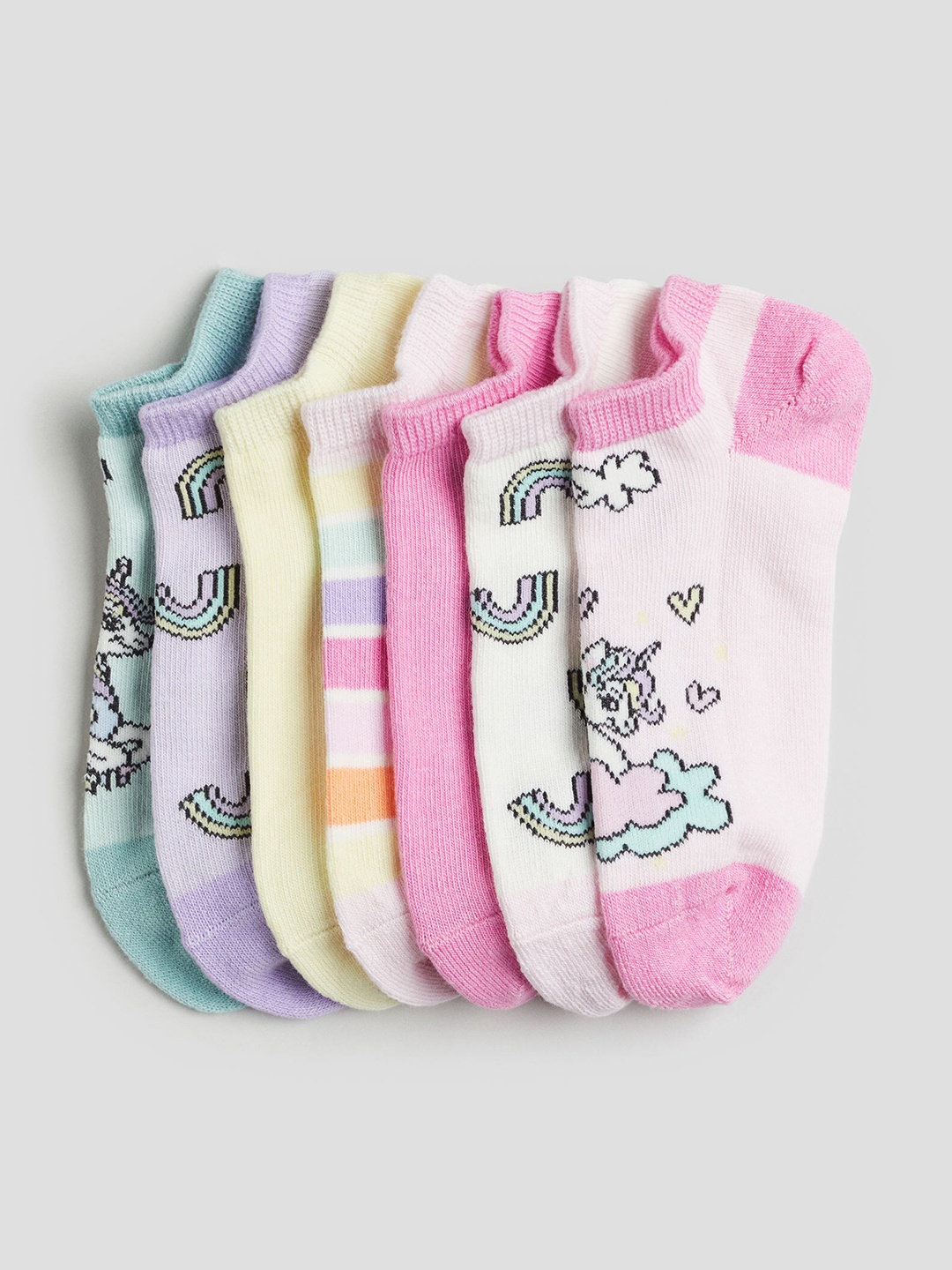 

H&M Girls 7-Pack Trainer Socks, Pink