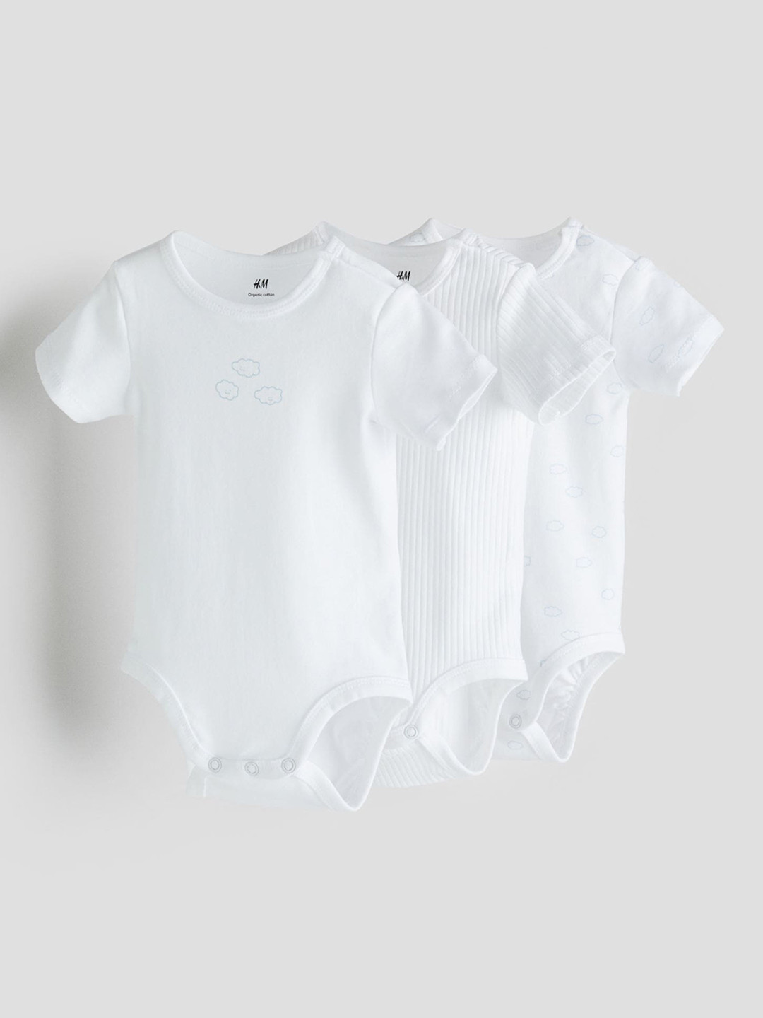 

H&M Boys 3-Pack Cotton Jersey Bodysuits, White