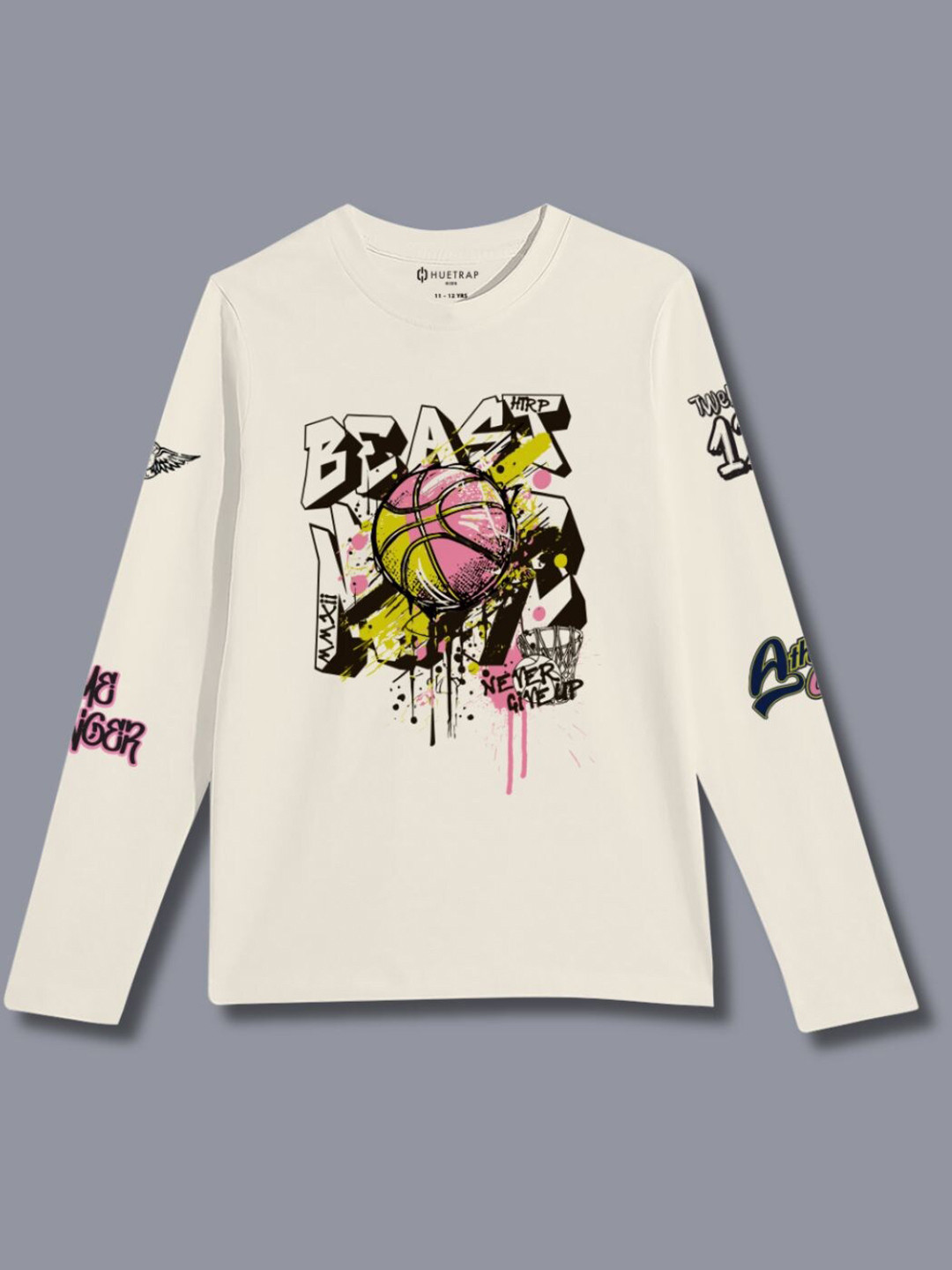 

Huetrap Boys Graphic Printed Round Neck Pure Cotton T-shirt, Off white