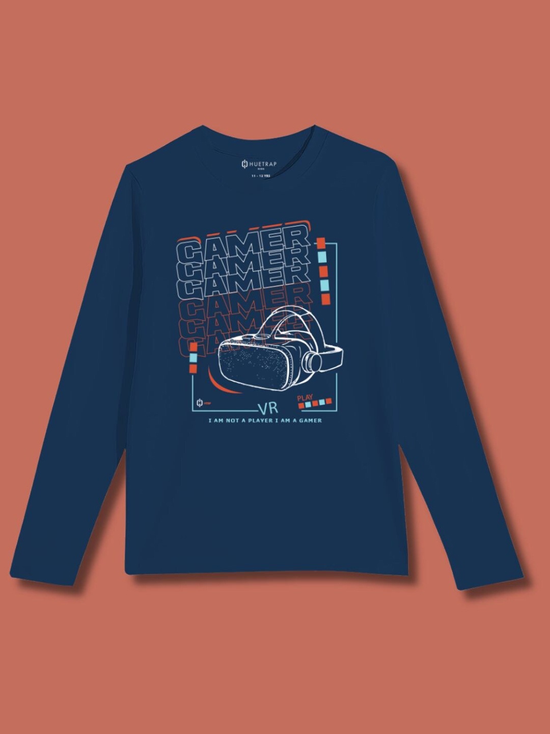 

Huetrap Boys Graphic Printed Round Neck Pure Cotton T-shirt, Navy blue