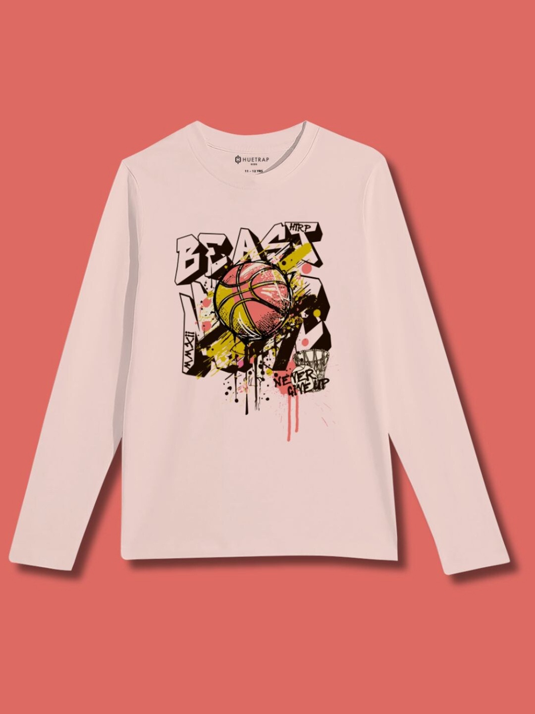 

Huetrap Boys Graphic Printed Round Neck Pure Cotton T-shirt, Pink