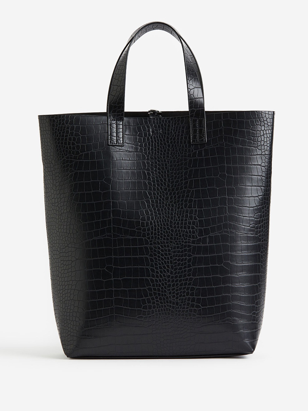 

H&M Crocodile-Patterned Shopper, Black