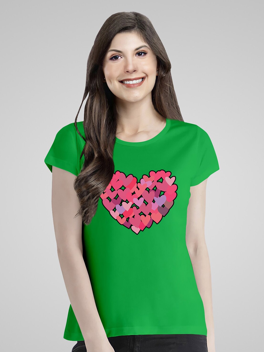 

Pootlu Women Printed Extended Sleeves T-shirt, Green