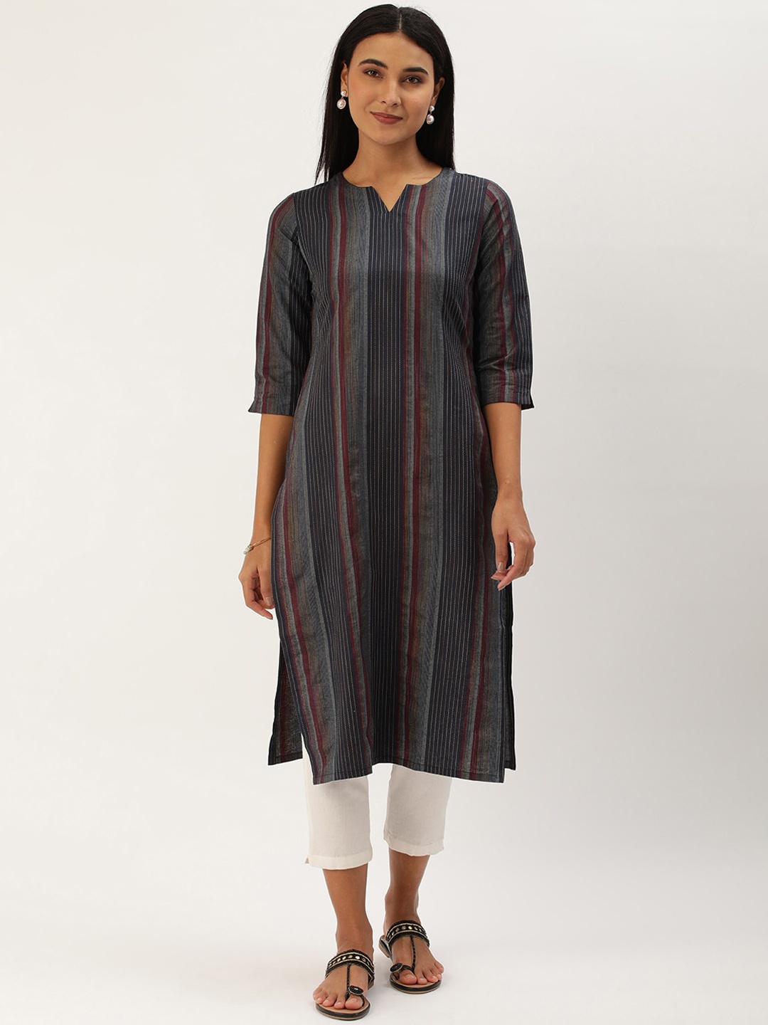 

KALINI Women Sequinned Kurta, Blue