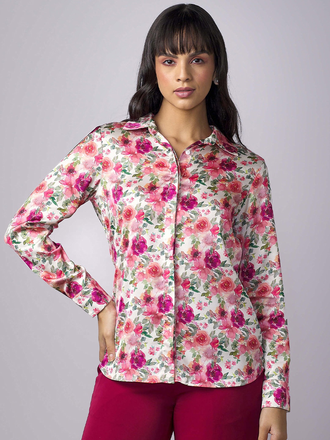 

SALT ATTIRE Women Modern Floral Opaque Printed Formal Shirt, Multi