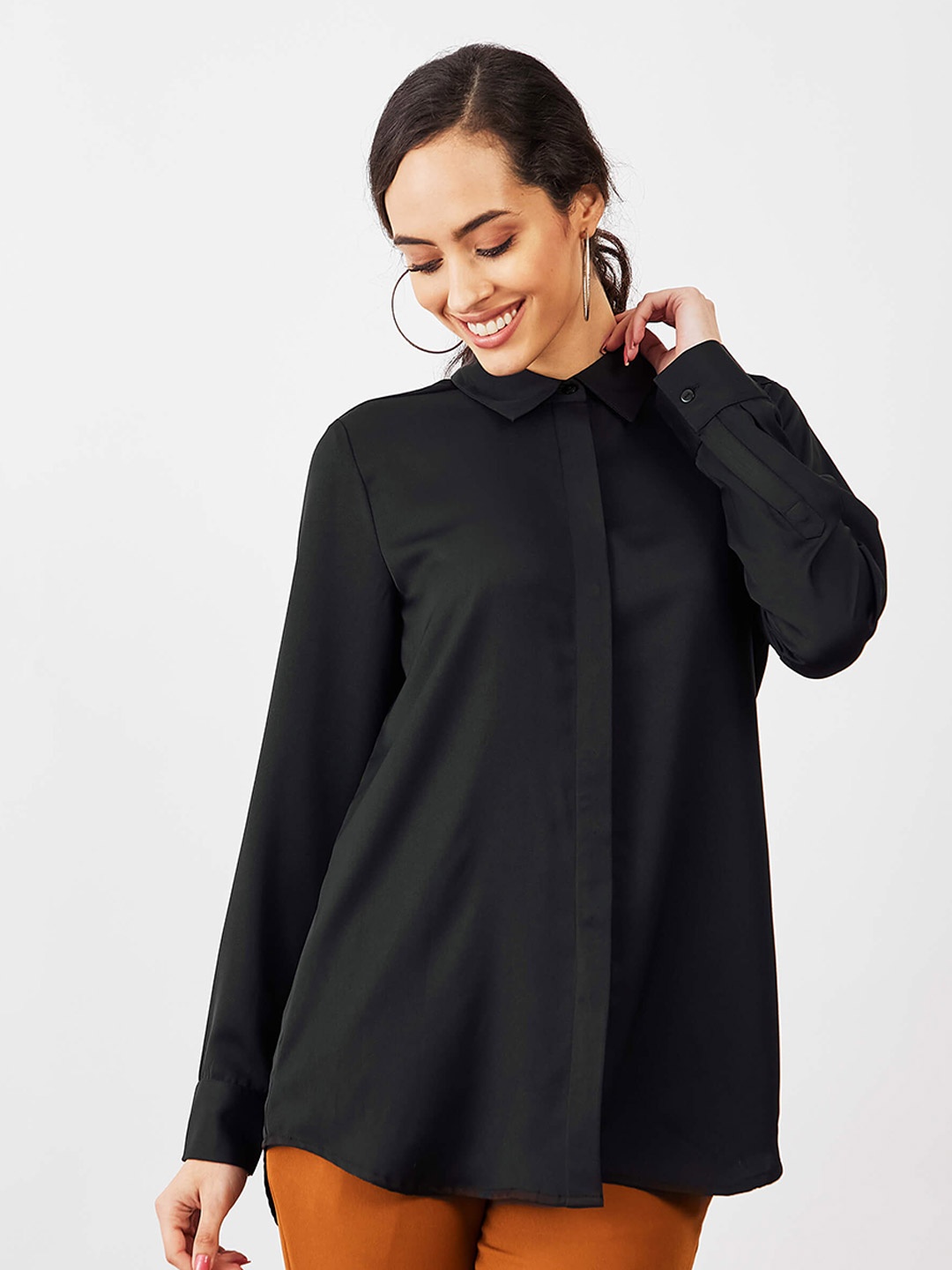 

SALT ATTIRE Women Modern Opaque Formal Shirt, Black