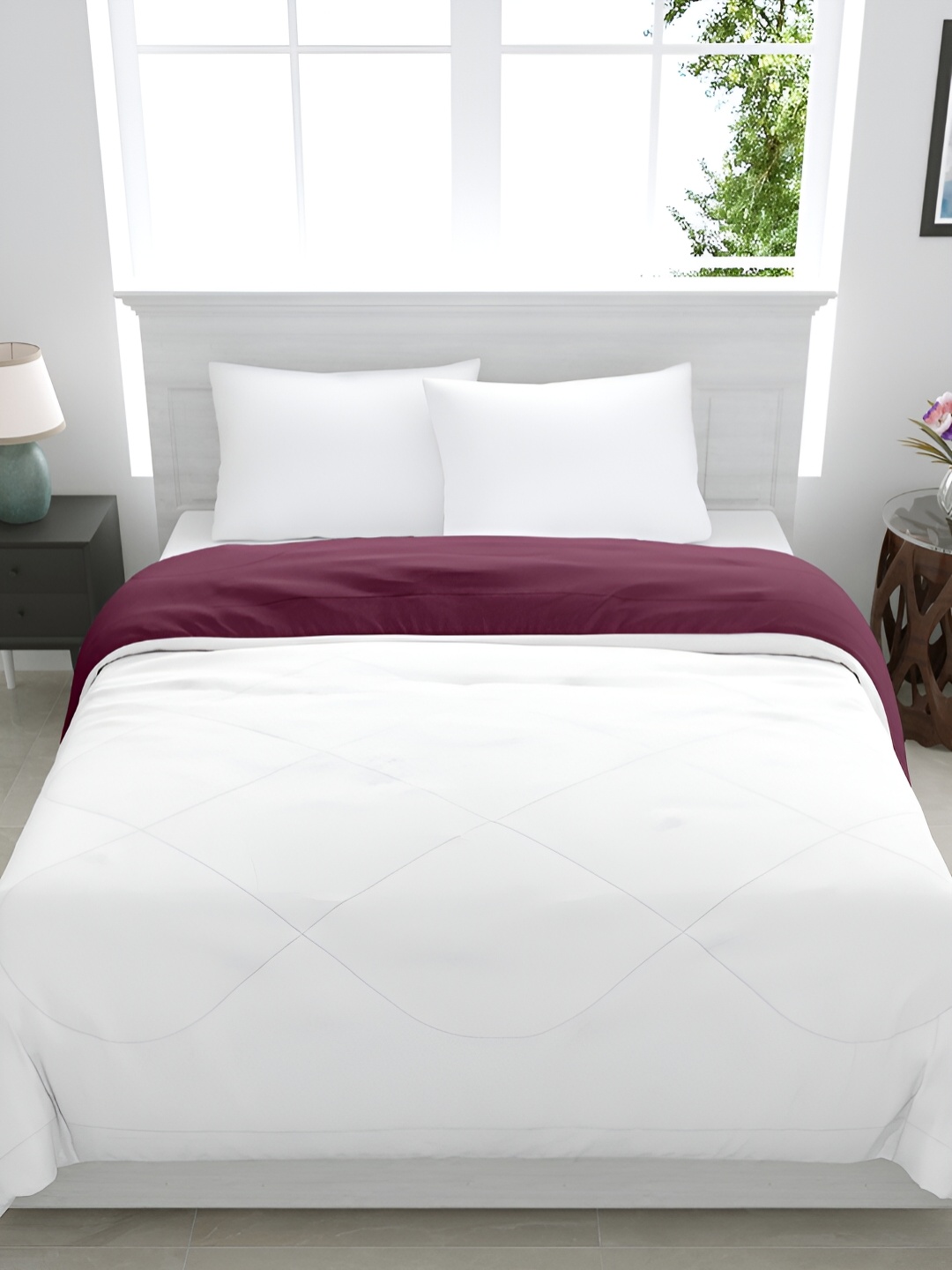

GYT Maroon & White Microfiber Mild Winter Single Bed Comforter