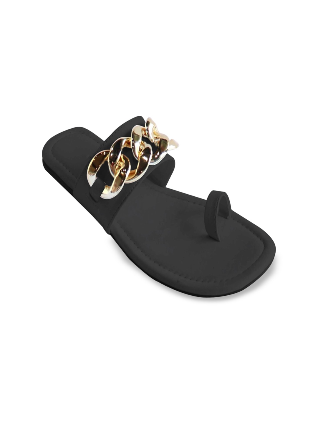 

FIMBUL Embellished Memory Foam Leather One Toe Flats, Black
