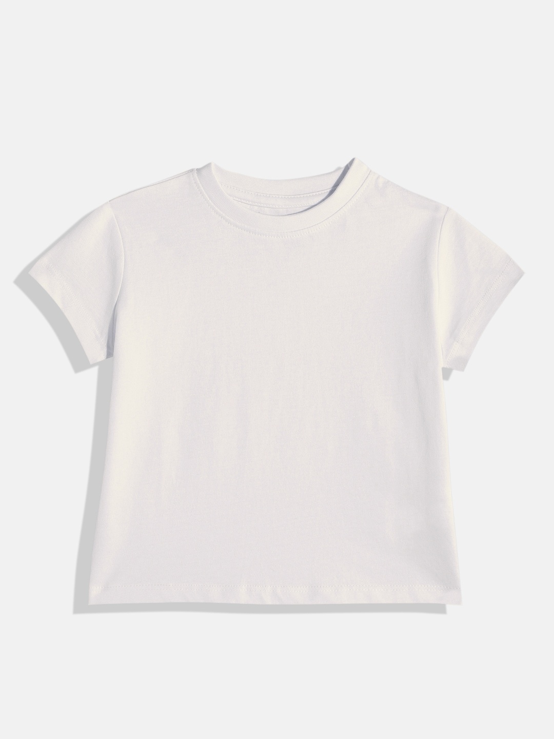 

Huetrap Girls Cap Sleeves Pure Cotton T-shirt, White