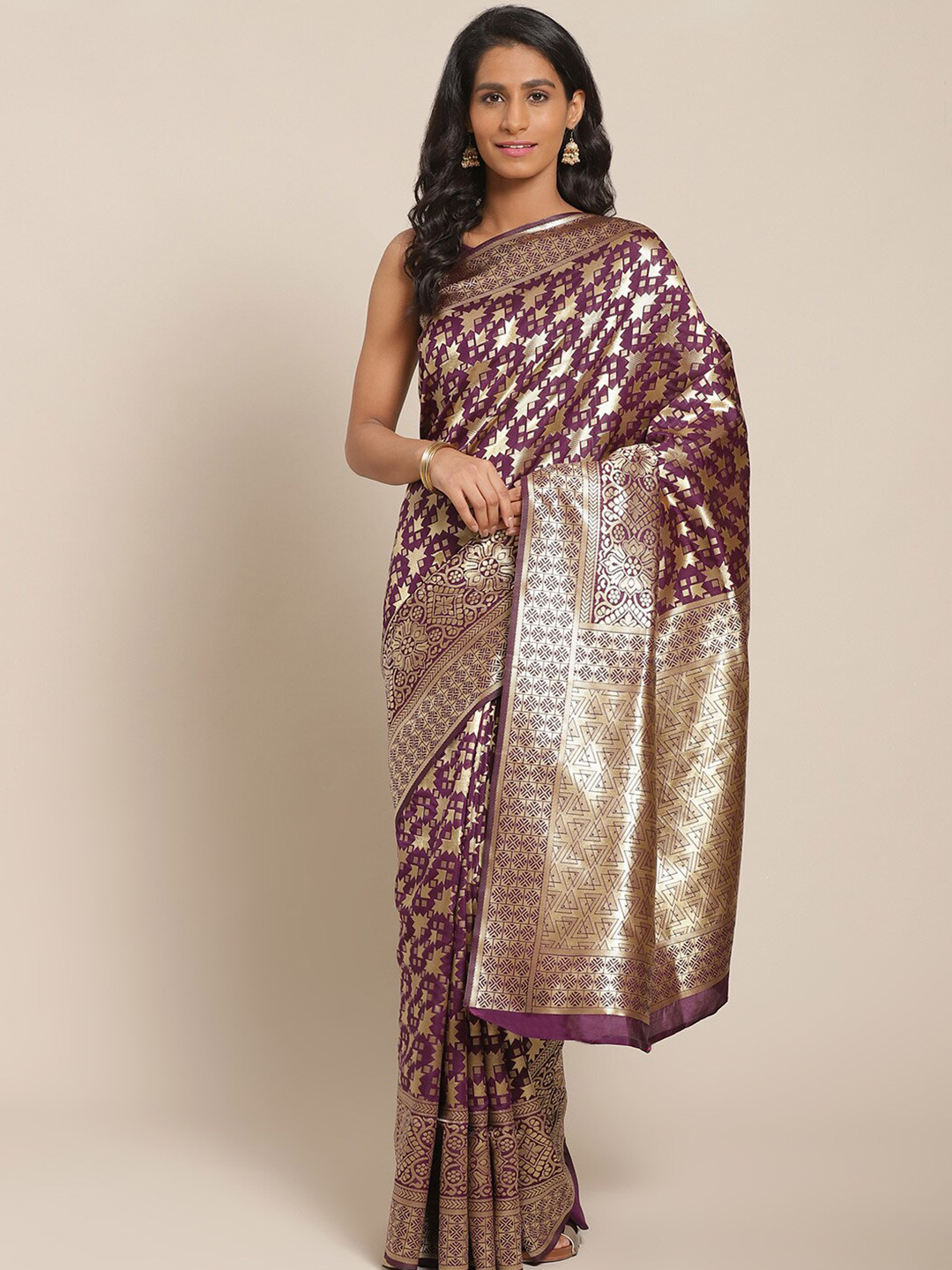 

Somras Ethnic Motifs Woven Design Zari Kanjeevaram Saree, Purple
