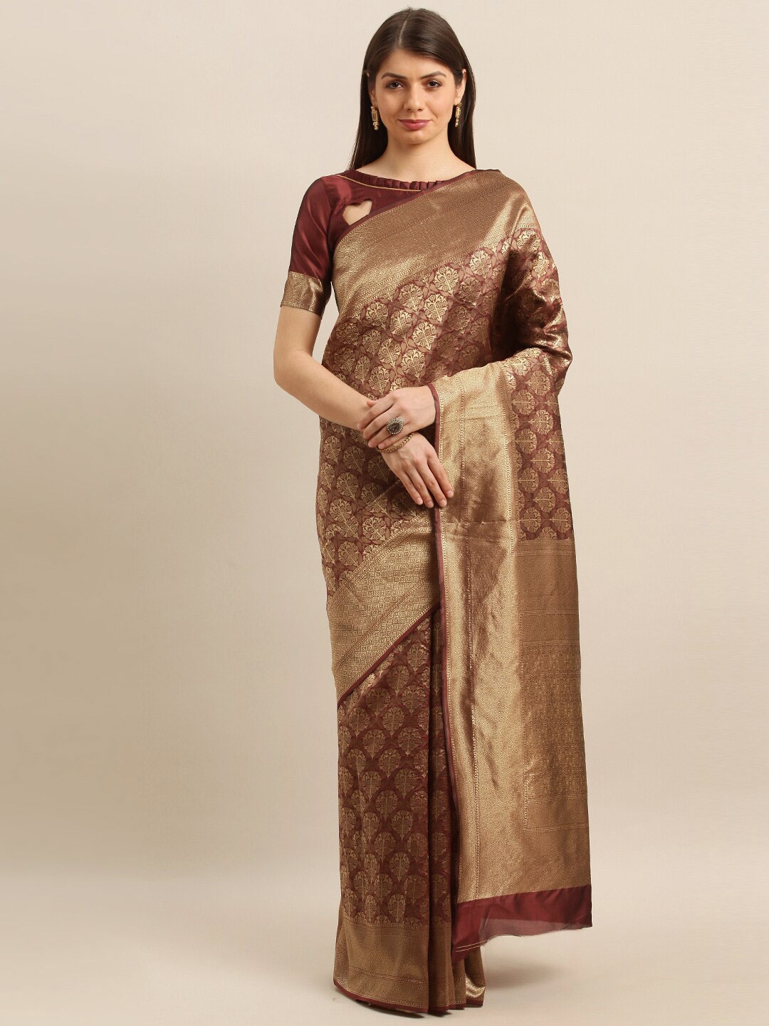 

Somras Ethnic Motifs Woven Design Zari Kanjeevaram Saree, Maroon