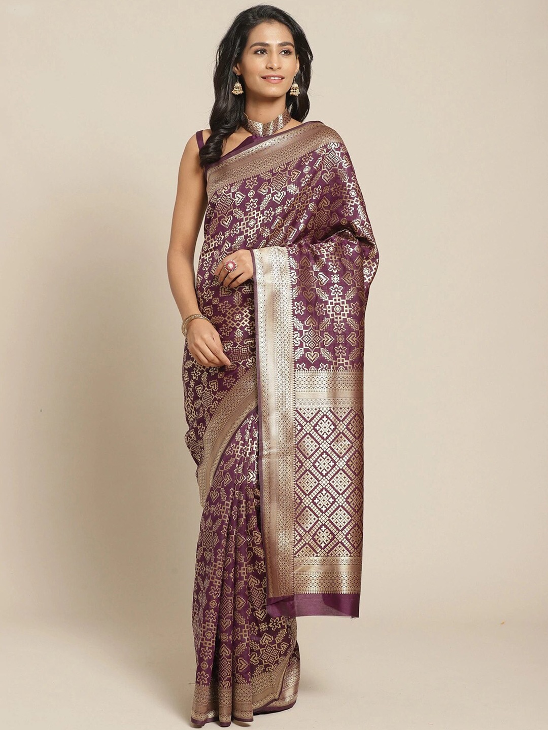 

Somras Ethnic Motifs Woven Design Zari Kanjeevaram Saree, Purple