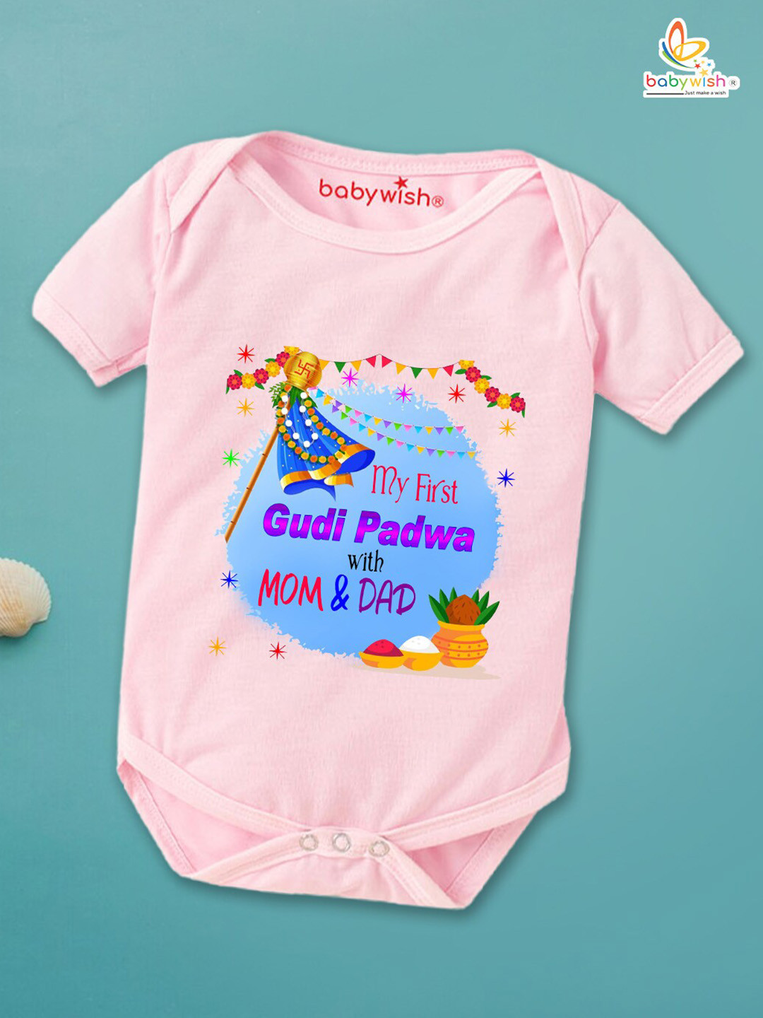 

Babywish Infants Typography Printed Cotton Bodysuit, Pink