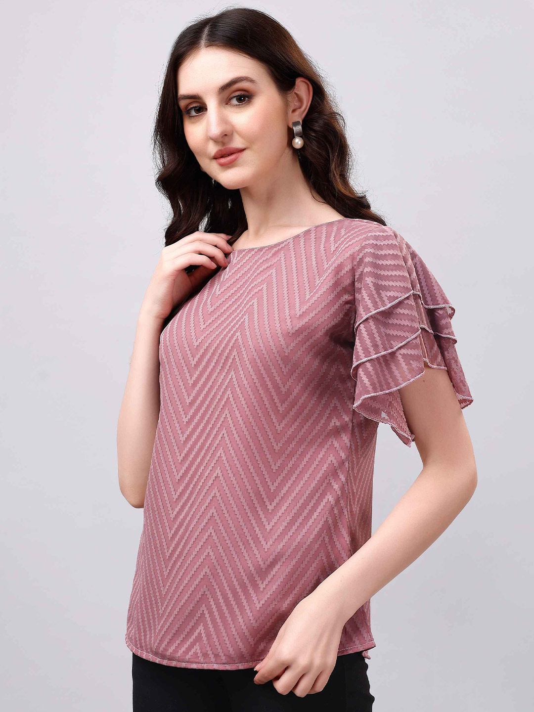 

Paralians Self Design Textured Casual Top, Pink