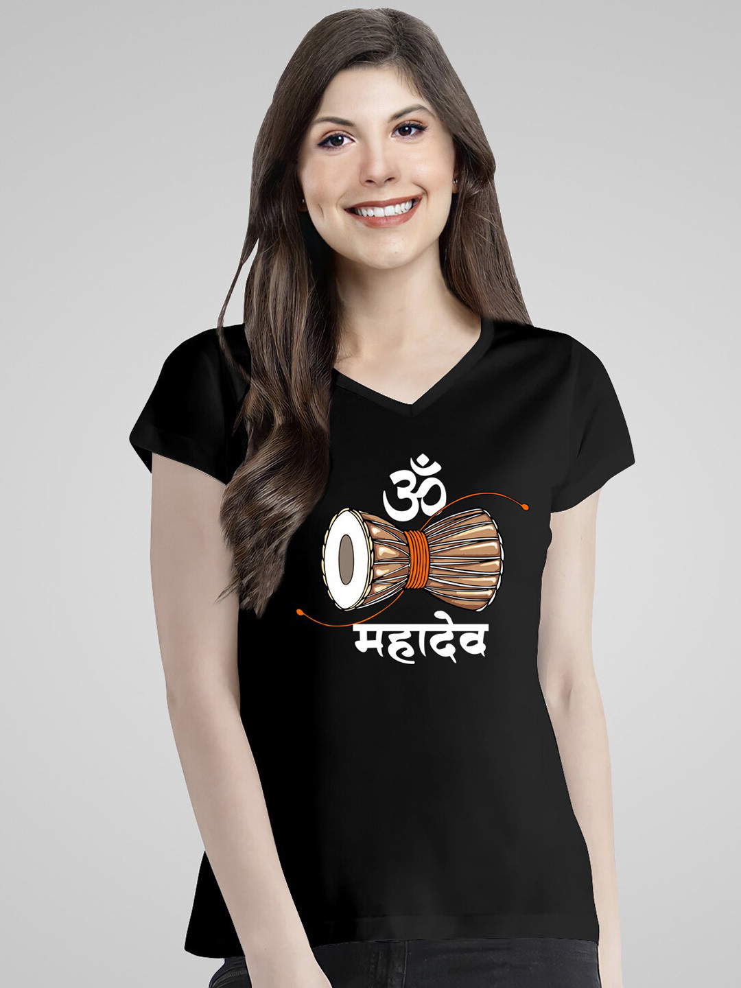 

Pootlu MahadevDamru Graphic Printed Pure Cotton T-shirt, Black