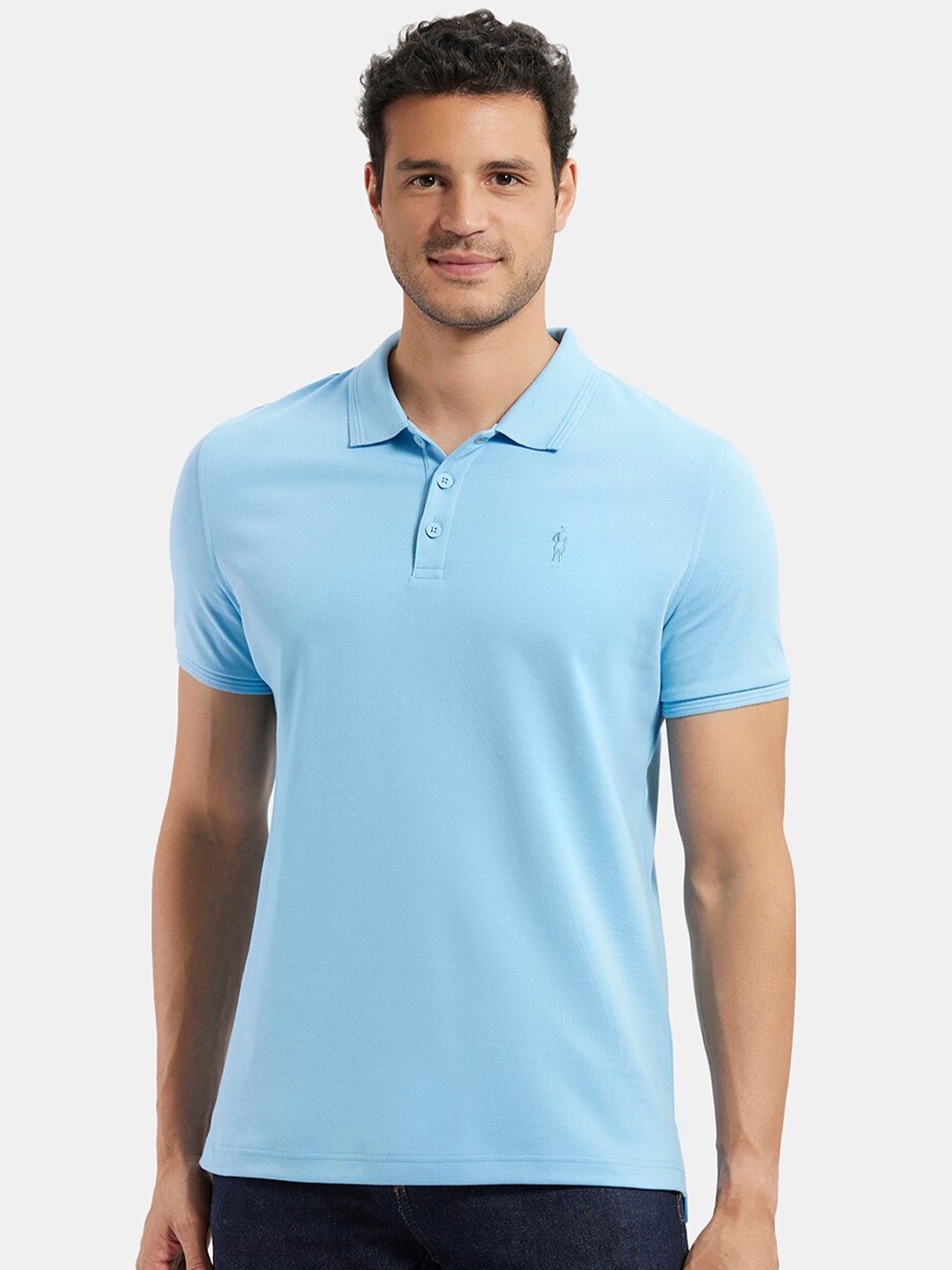 

Jockey Super Combed Cotton Rich Solid Half Sleeve Polo Tshirt-3912, Blue