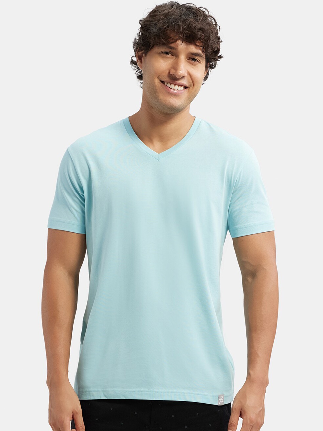 

Jockey Super Combed Cotton Rich Solid V Neck Half Sleeve Tshirt-2726, Blue