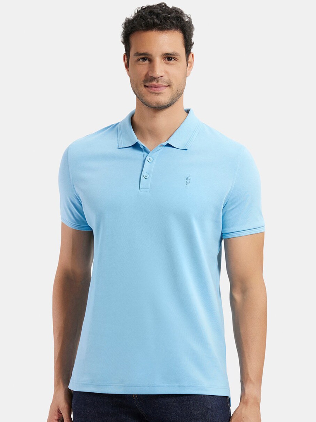 

Jockey Super Combed Cotton Rich Solid Half Sleeve Polo Tshirt-3912, Blue