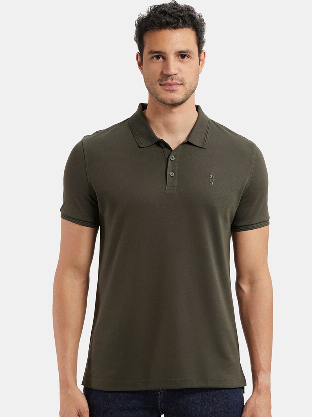 

Jockey Super Combed Cotton Rich Solid Half Sleeve Polo Tshirt-3912, Olive