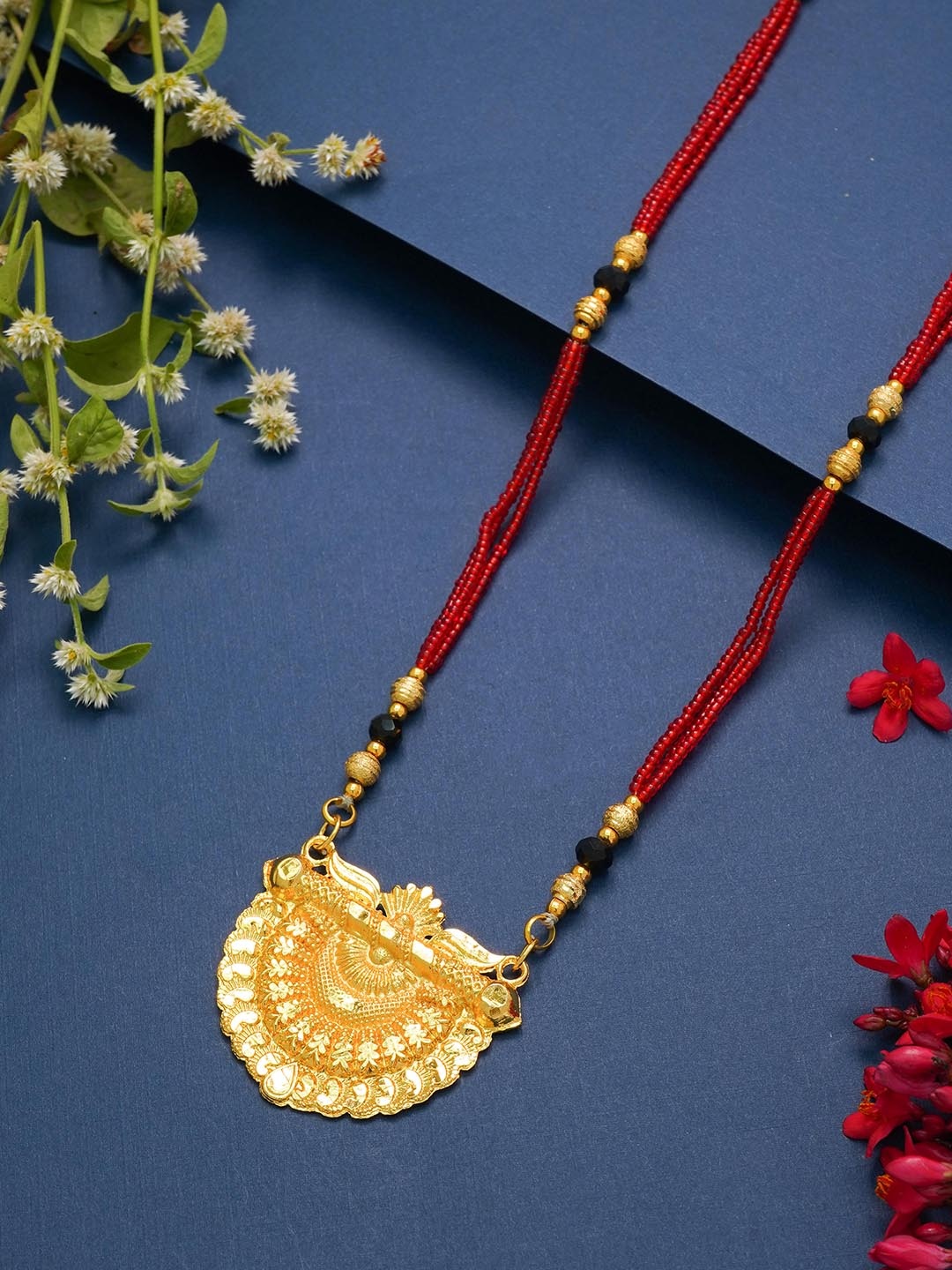

Ramdev Art Fashion Jwellery Gold-Plated Studded and Beaded Mangalsutra