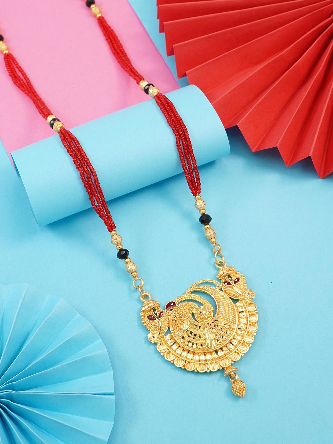 

Ramdev Art Fashion Jwellery Gold-Plated Artificial Stones-Studded and Beaded Mangalsutra