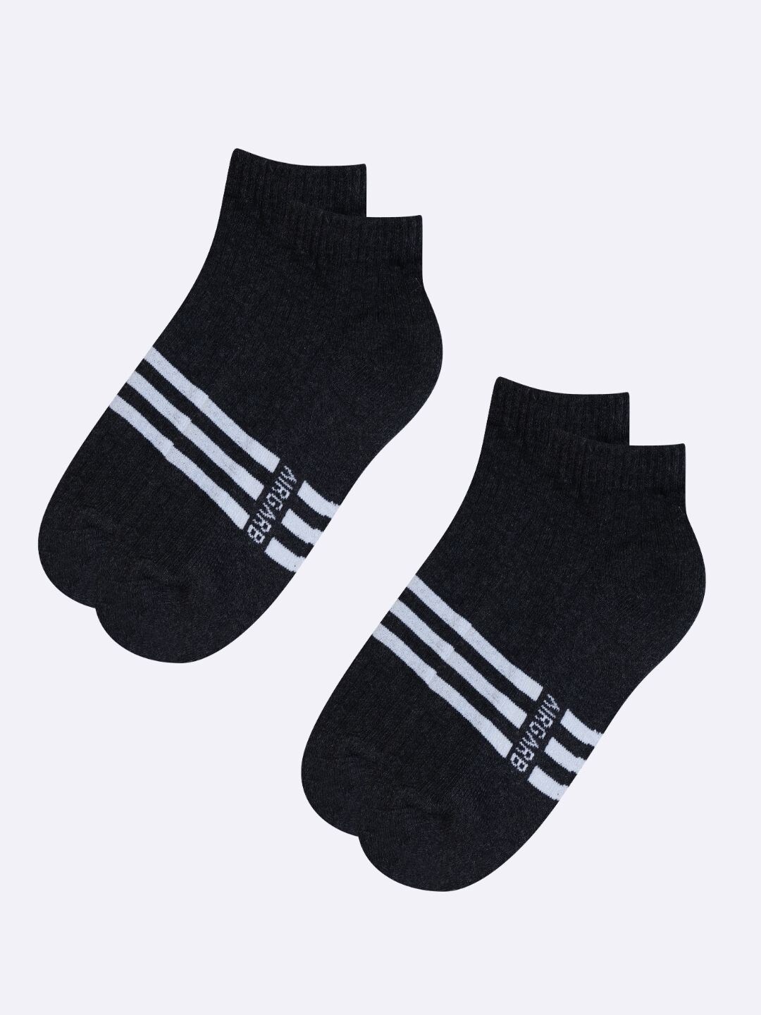 

AIR GARB Unisex Pack Of 2 Striped Breathable Low Ankle Length Socks, Charcoal