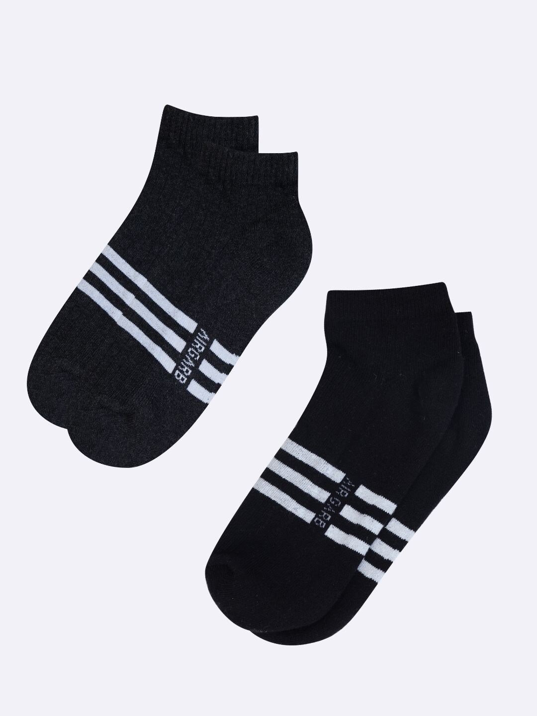 

AIR GARB Unisex Pack Of 2 Striped Ankle Length Socks, Charcoal