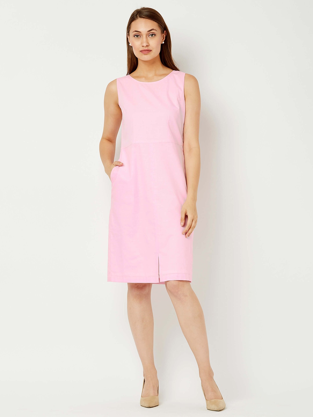 

SALT ATTIRE Round Neck Sheath Dress, Pink
