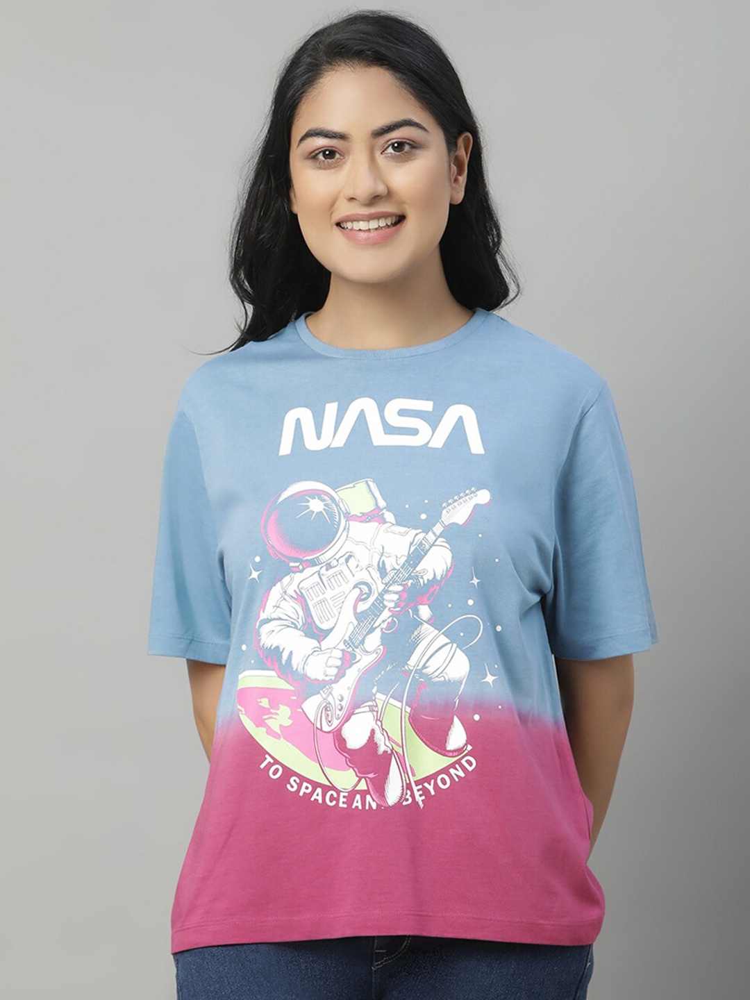 

Free Authority Nasa Printed Round Neck Cotton Relaxed Fit T-shirt, Blue