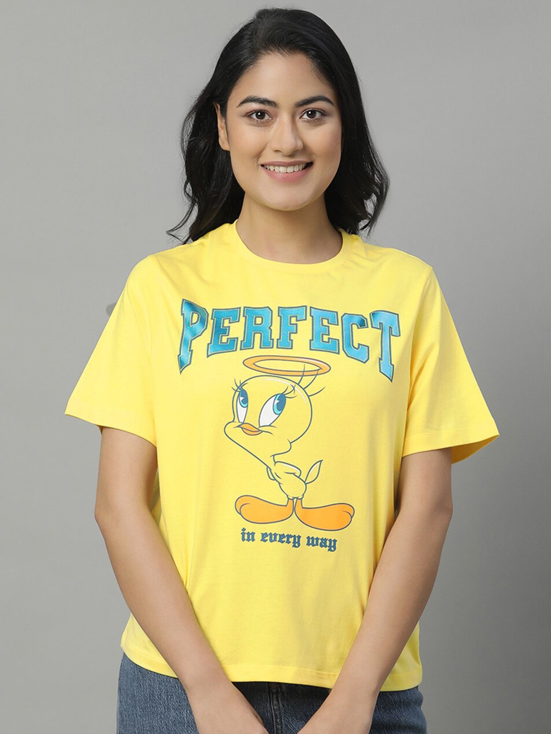 

Free Authority Looney Tunes Printed Round Neck Cotton Relaxed Fit T-Shirt, Yellow