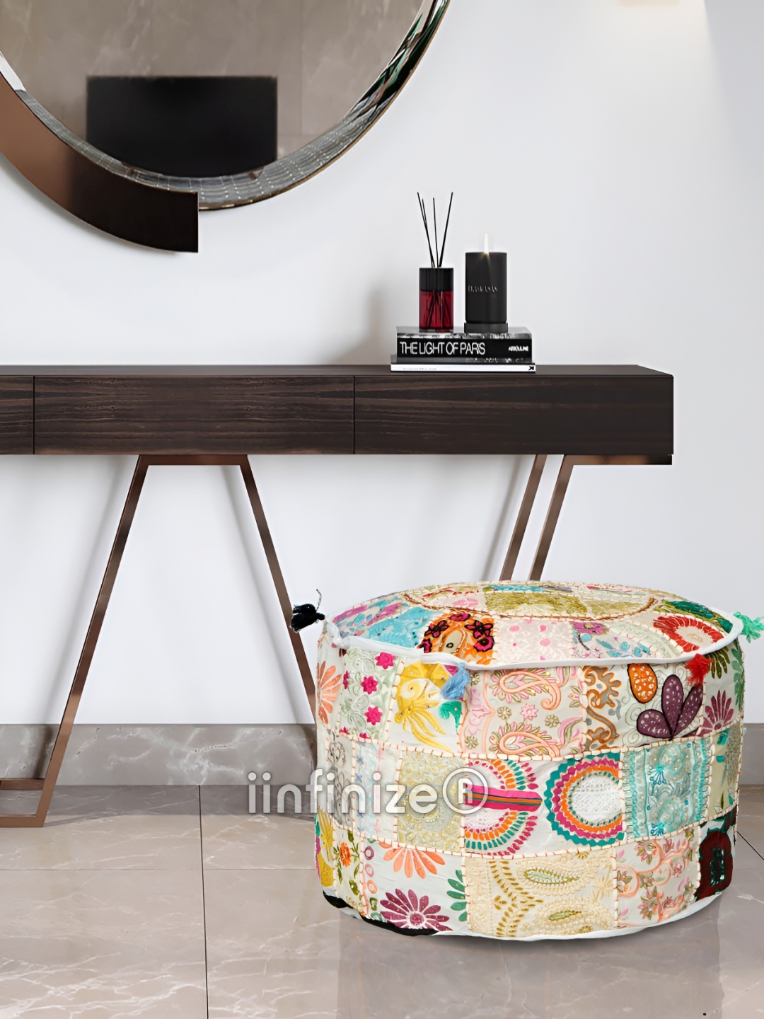 

iinfinize White Cotton Bean Bag Pouffe