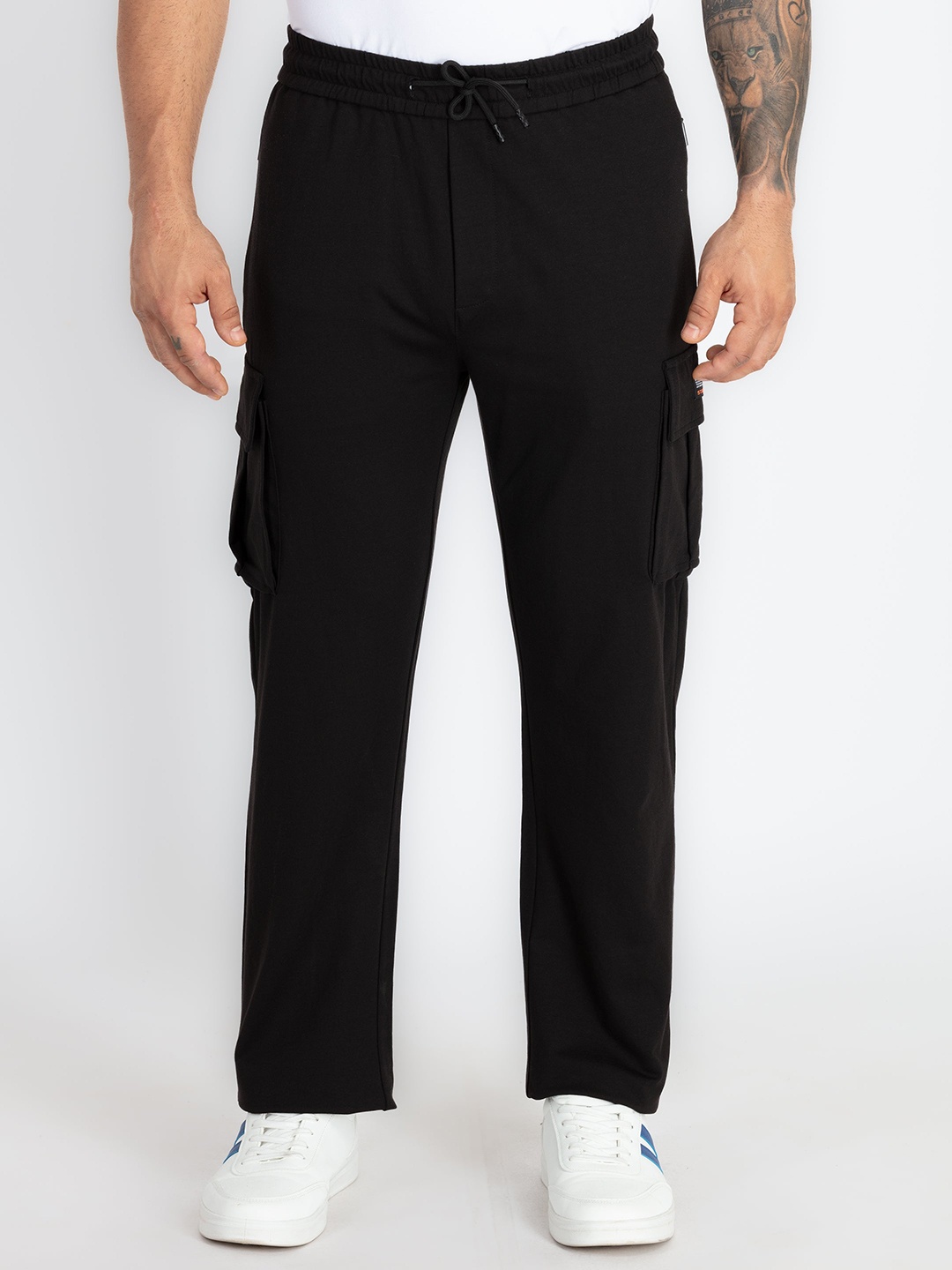 

Status Quo Men Straight Fit Mid Rise Cotton Track Pant, Black
