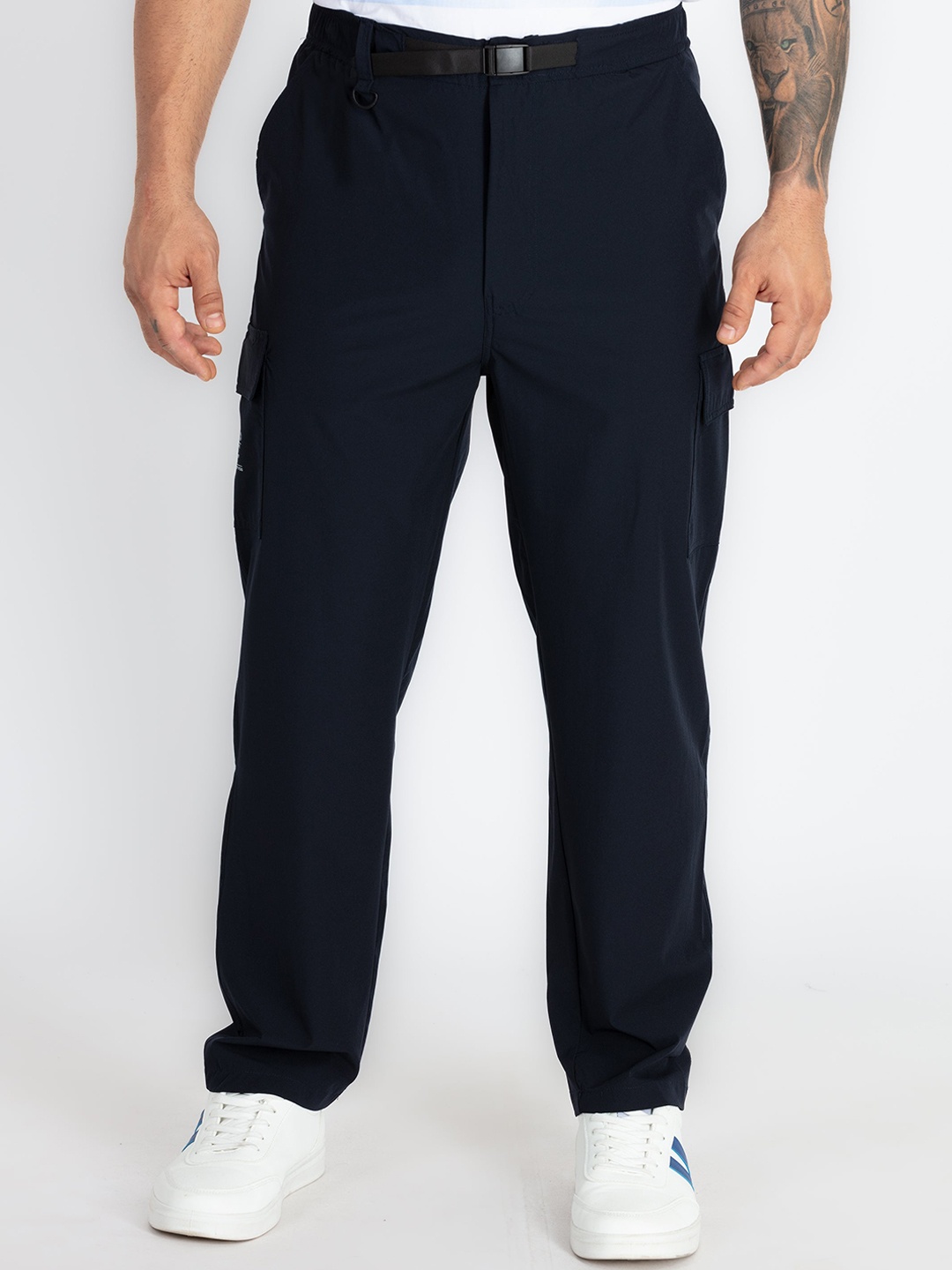 

Status Quo Men Mid Rise Track Pant, Navy blue