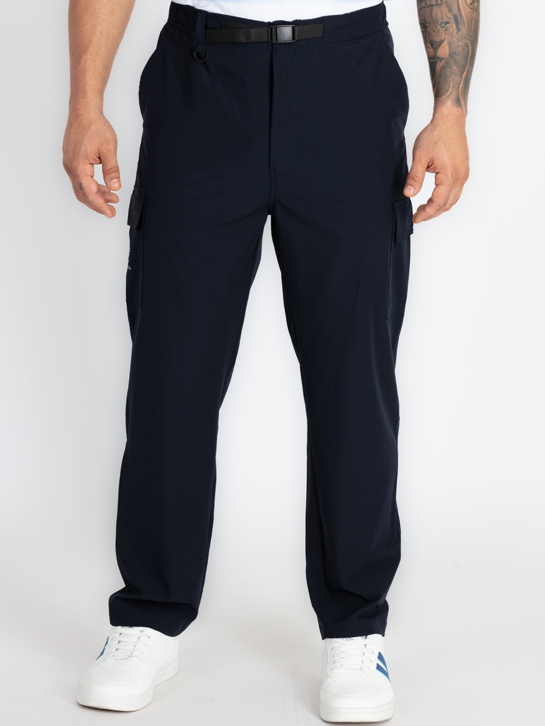 

Status Quo Men Solid Regular Fit Cargo Trousers, Navy blue