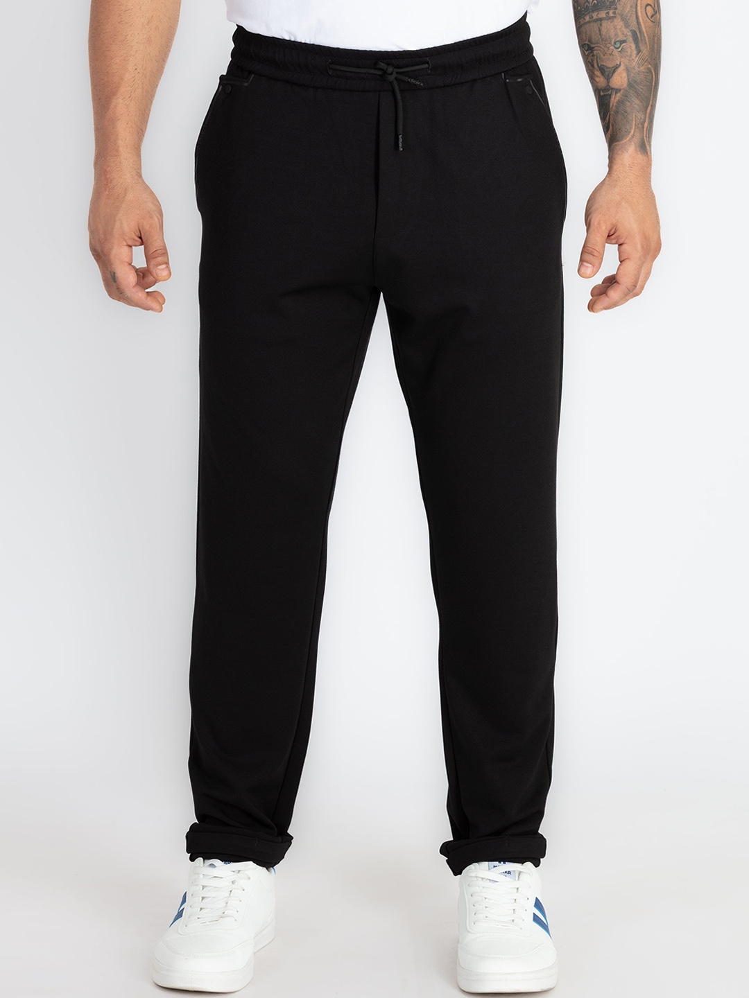 

Status Quo Men Mid Rise Track Pants, Black