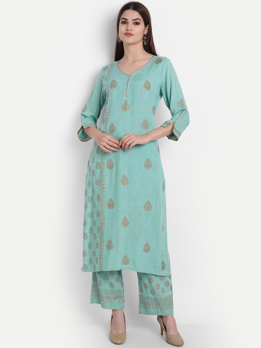 

SUTI Floral Printed Regular Kurta with Trousers, Grey