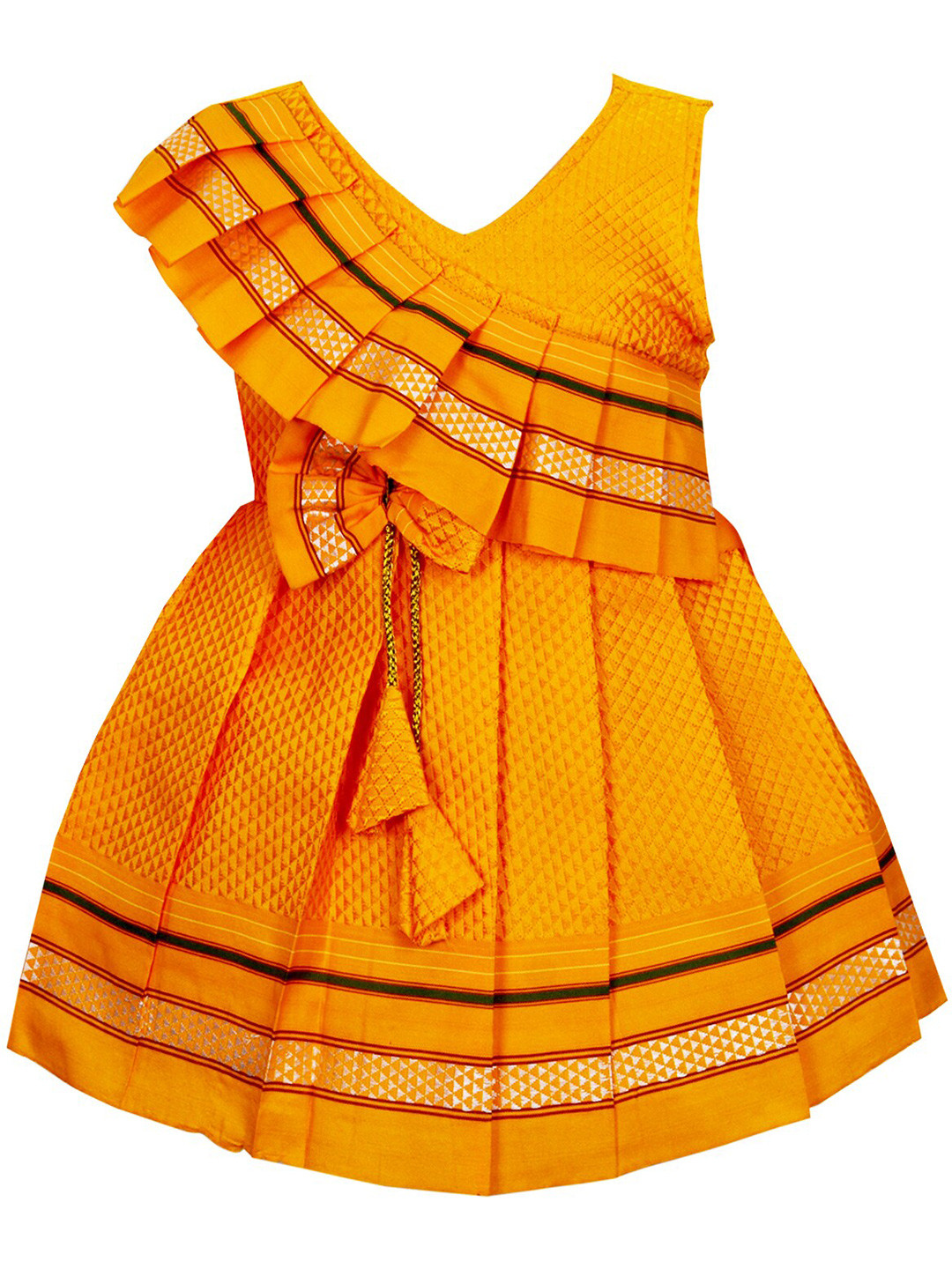 

AMIRTHA FASHION Girls Pack Of 2 Geometric Printed Fit & Flare Cotton Dresses, Yellow