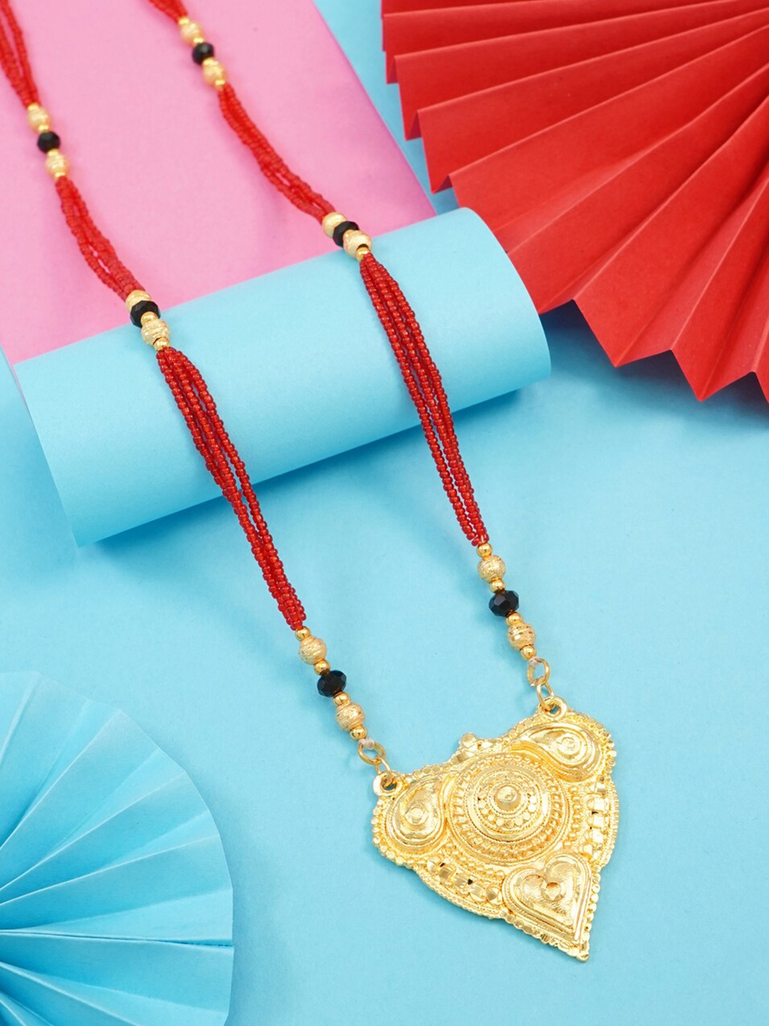 

Ramdev Art Fashion Jwellery Gold-Plated Artificial Stones and Beads Mangalsutra
