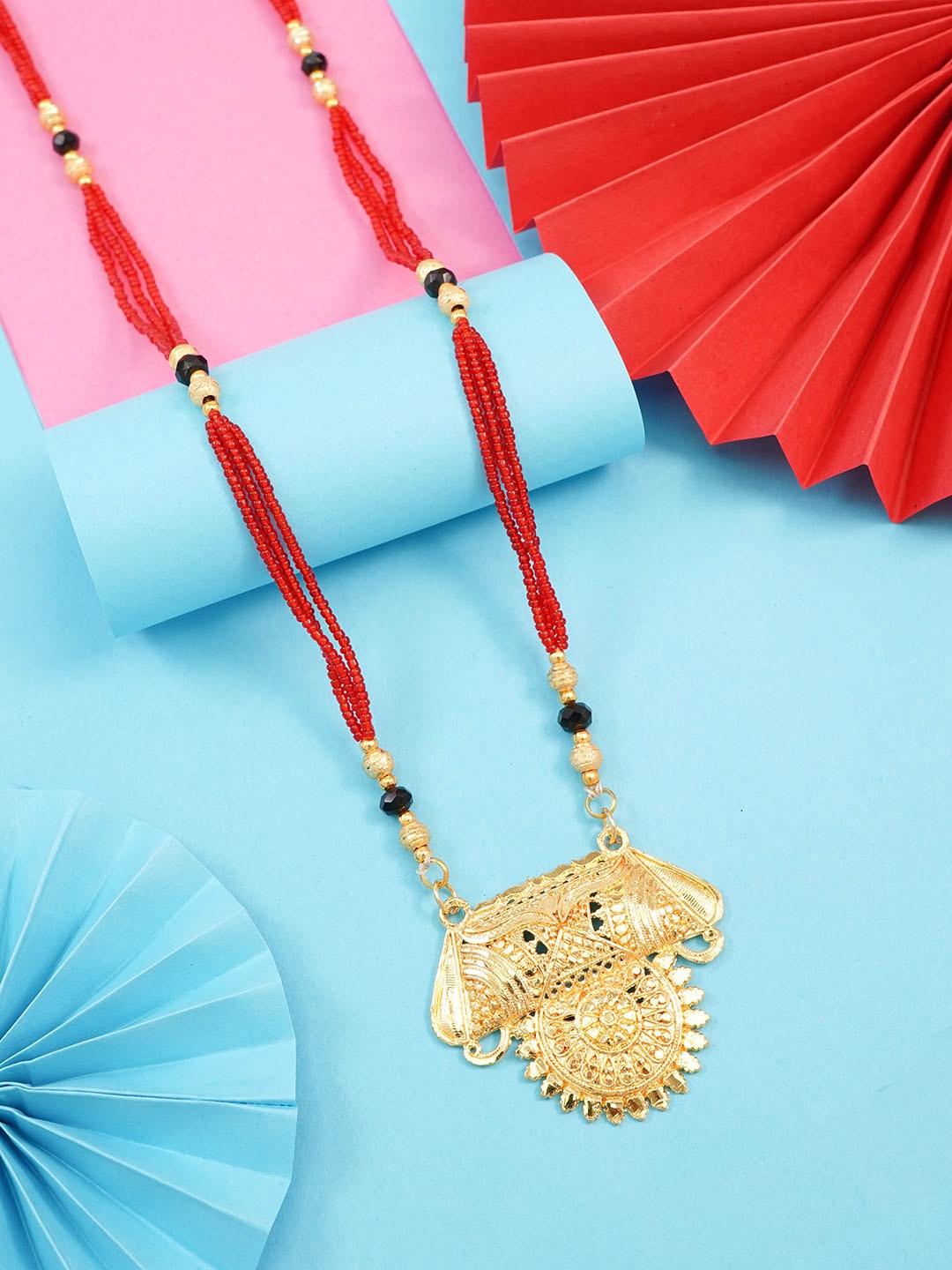 

Ramdev Art Fashion Jwellery Gold-Plated Artificial Beads Mangalsutra