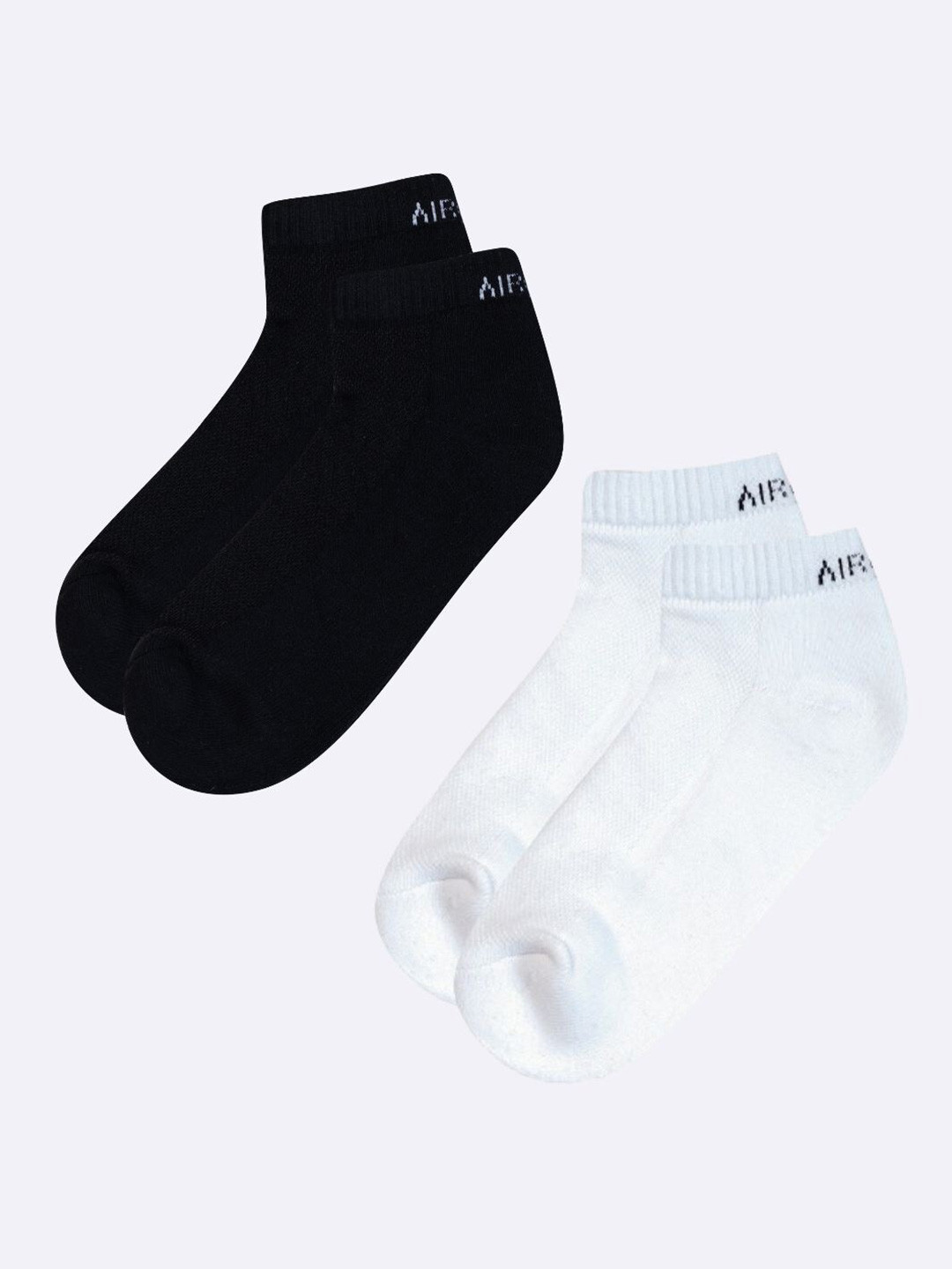 

AIR GARB Pack Of 2 Pure Cotton Ankle-Length Socks, Black