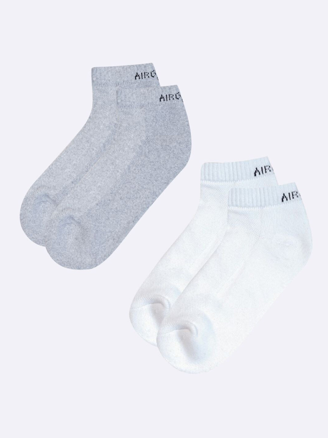 

AIR GARB Pack Of 2 Printed Pure Cotton Ankle-Length Socks, White