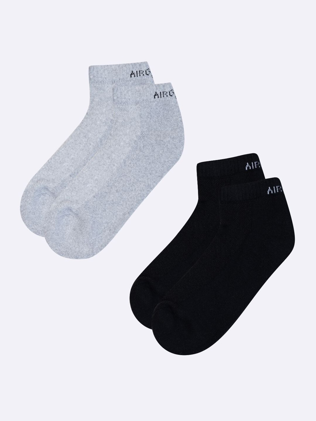 

AIR GARB Pack Of 2 Pure Cotton Low Cut Breathable Ankle Socks, Grey