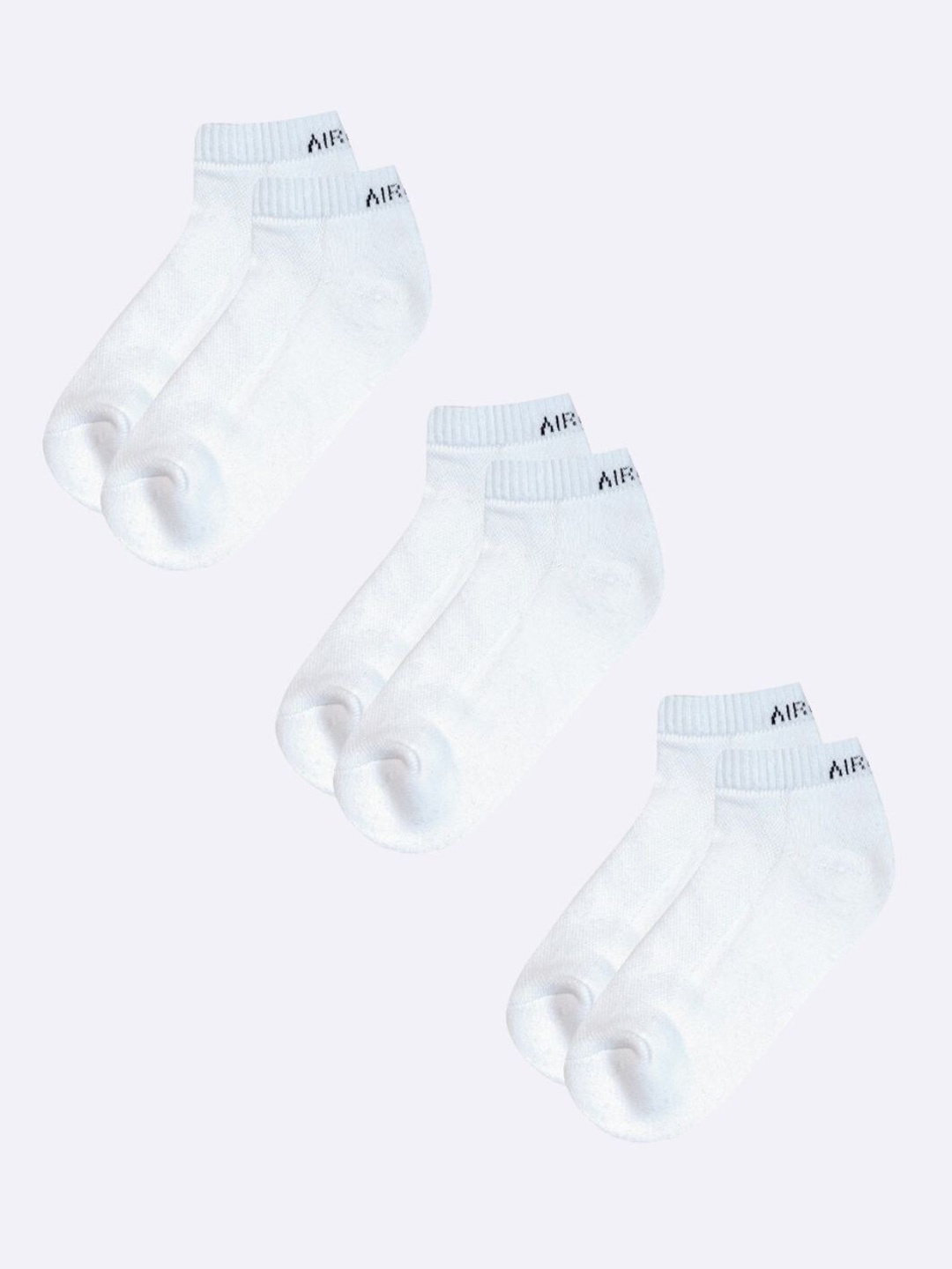 

AIR GARB Pack Of 3 Pure Cotton Low Cut Breathable Ankle Length Socks, White