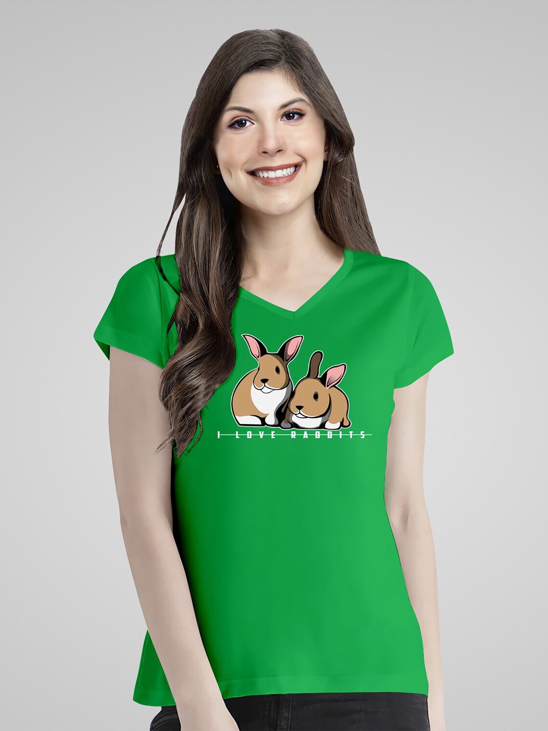 

Pootlu Rabbit Graphic Printed Pure Cotton T-shirt, Green