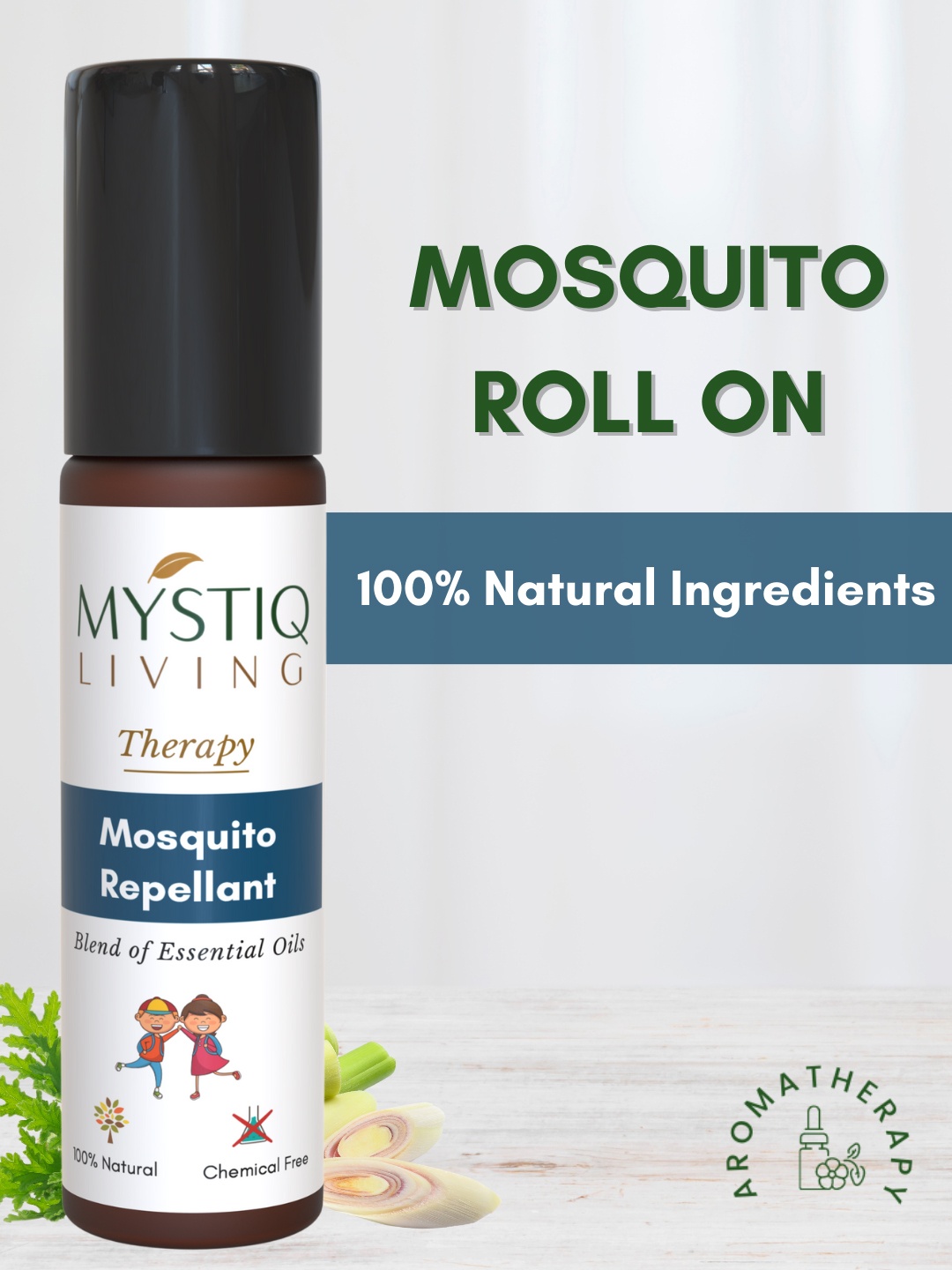 

MYSTIQ LIVING Mosquito Repellent Roll For Kids with Essential Oils - 10ml, White