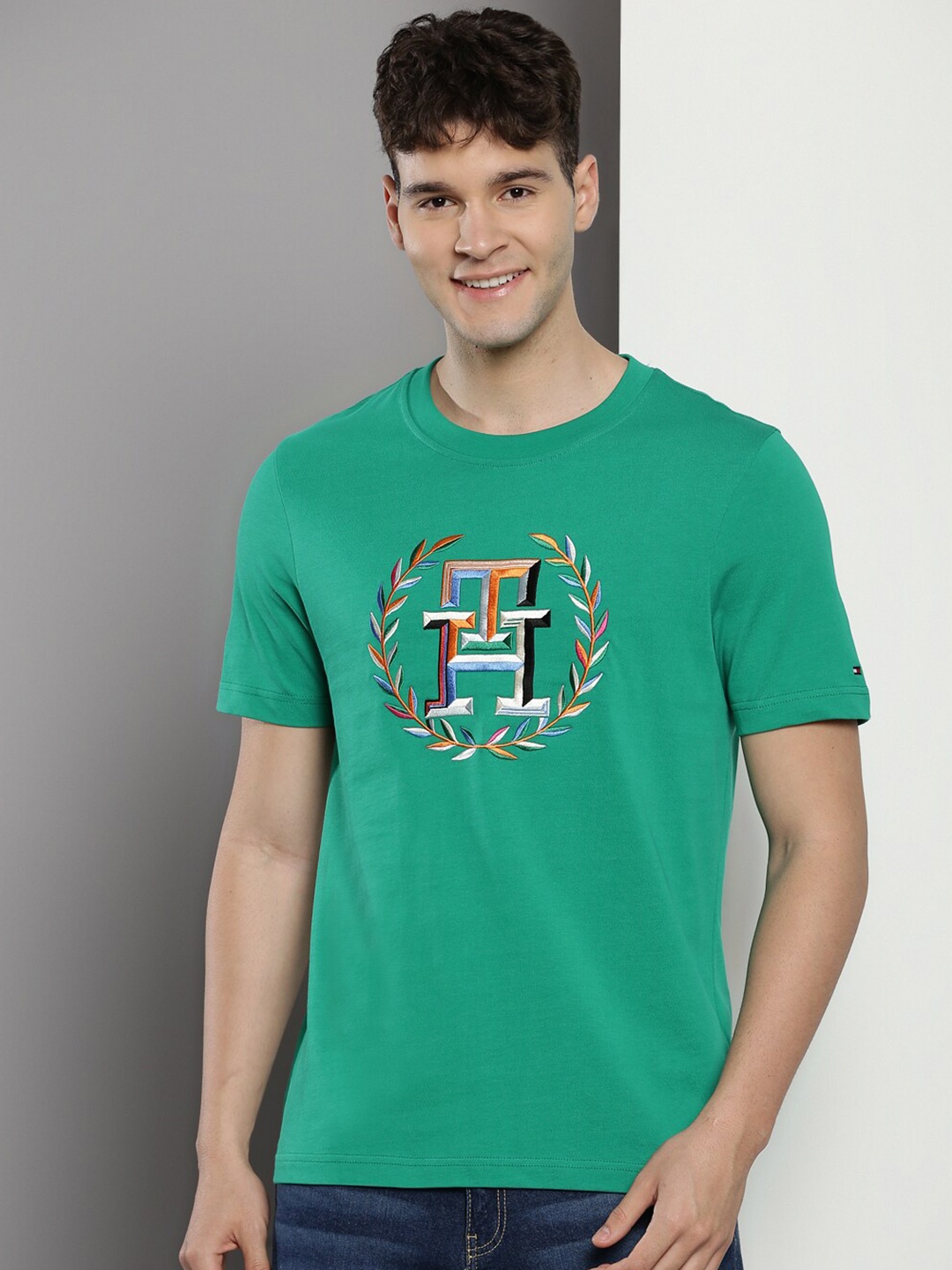 

Tommy Hilfiger Graphic Printed Pure Cotton T-shirt, Green